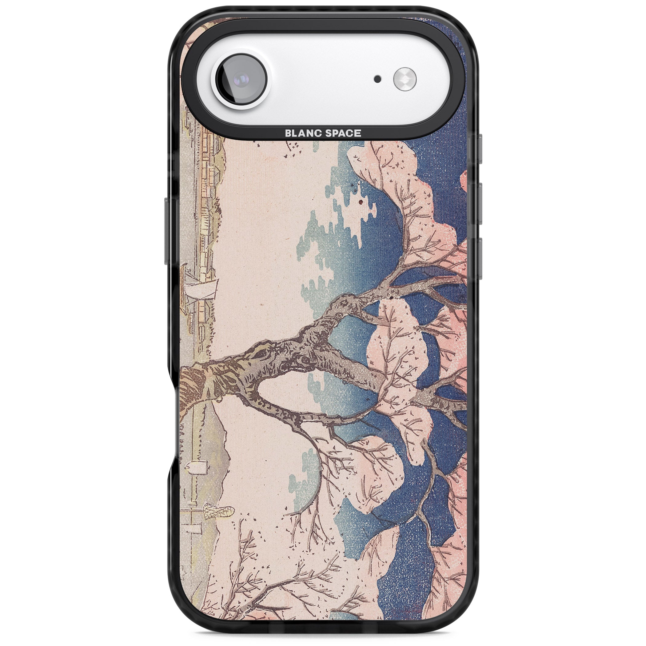 Vintage Japanese Illustrations Cherry Tree iPhone 17 Air Impact Black Phone Case