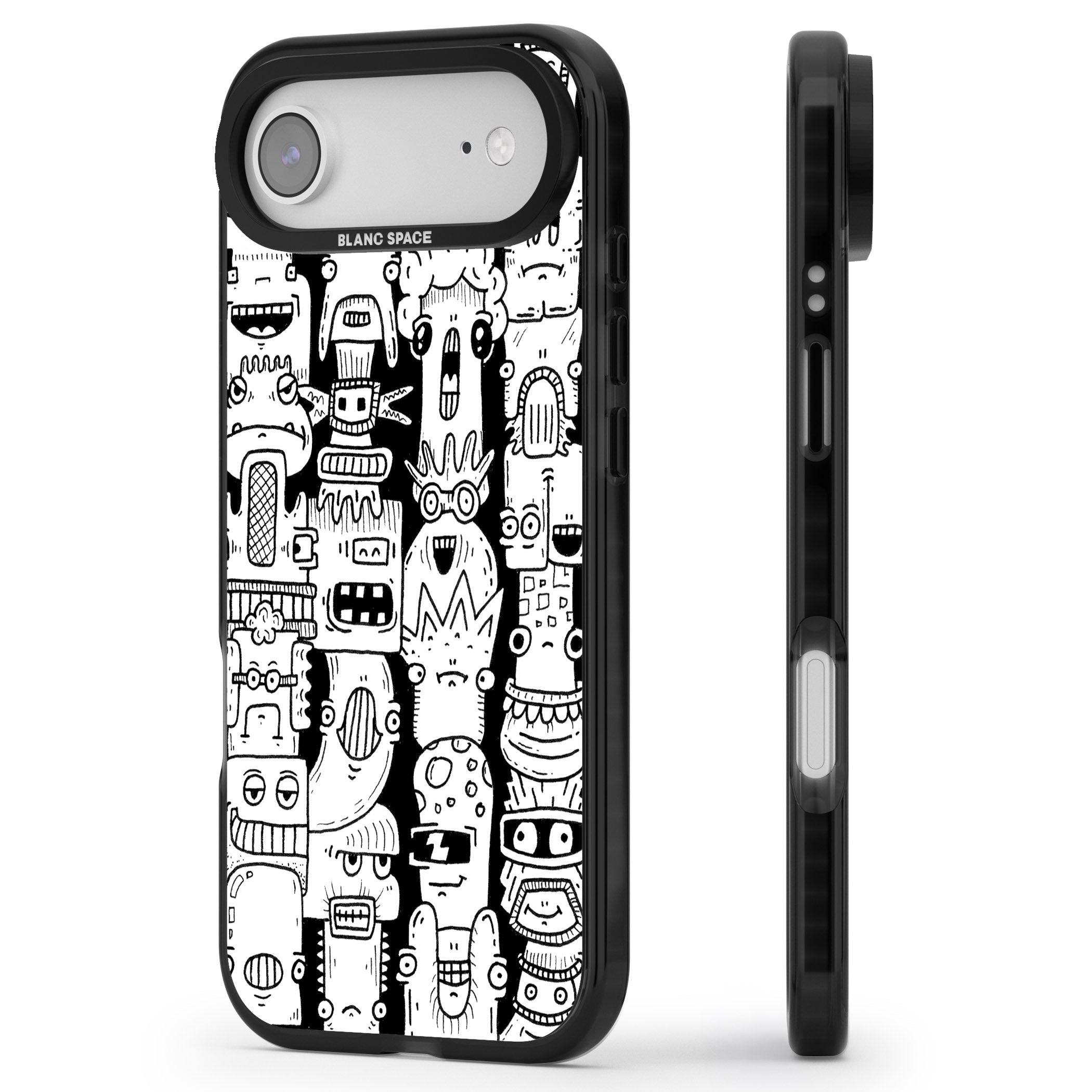 Monochrome Heads iPhone 17 Air Impact Black Phone Case Side Profile