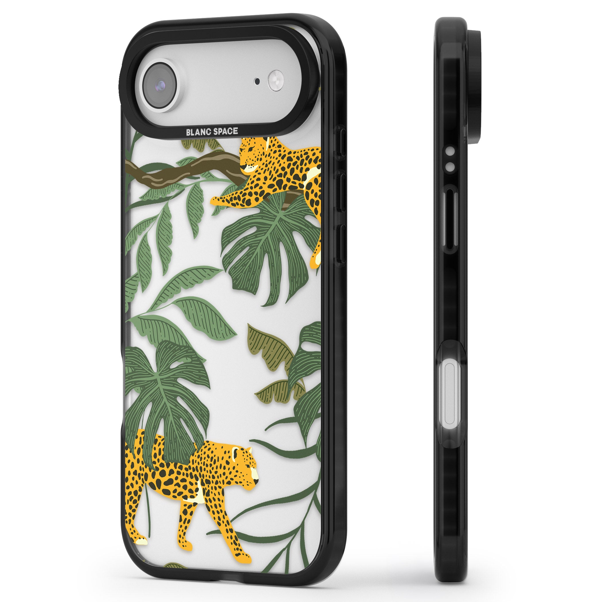 Jungle Cat Pattern iPhone 17 Air Impact Black Phone Case Side Profile