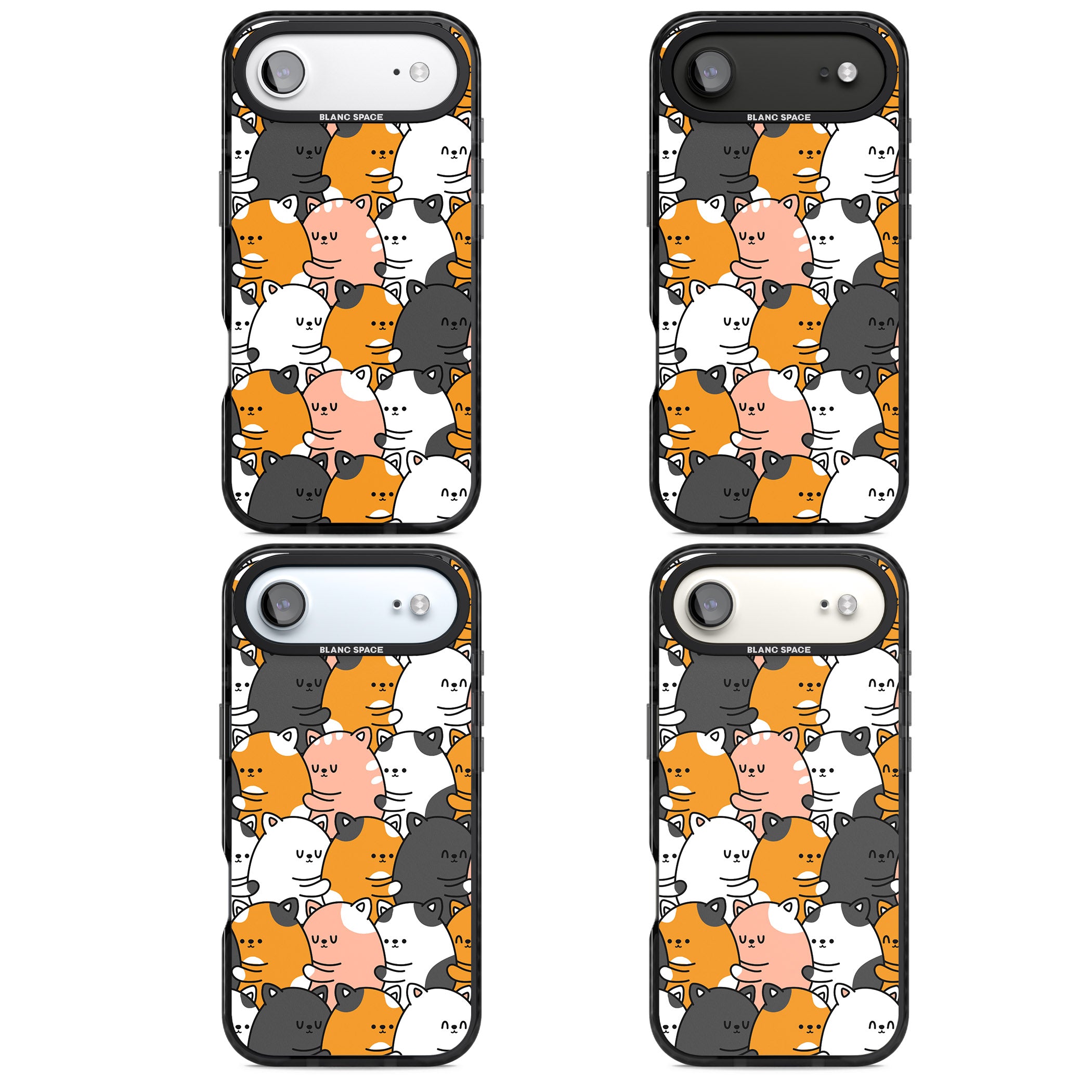 Spooning Cats Kawaii Pattern iPhone 17 Air Impact Black Phone Case APT Impact Protection