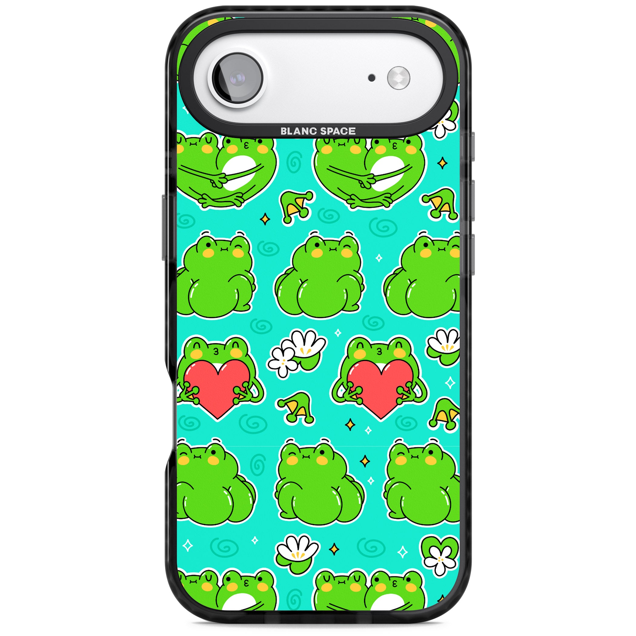 Frog Booty Kawaii Pattern iPhone 17 Air Impact Black Phone Case