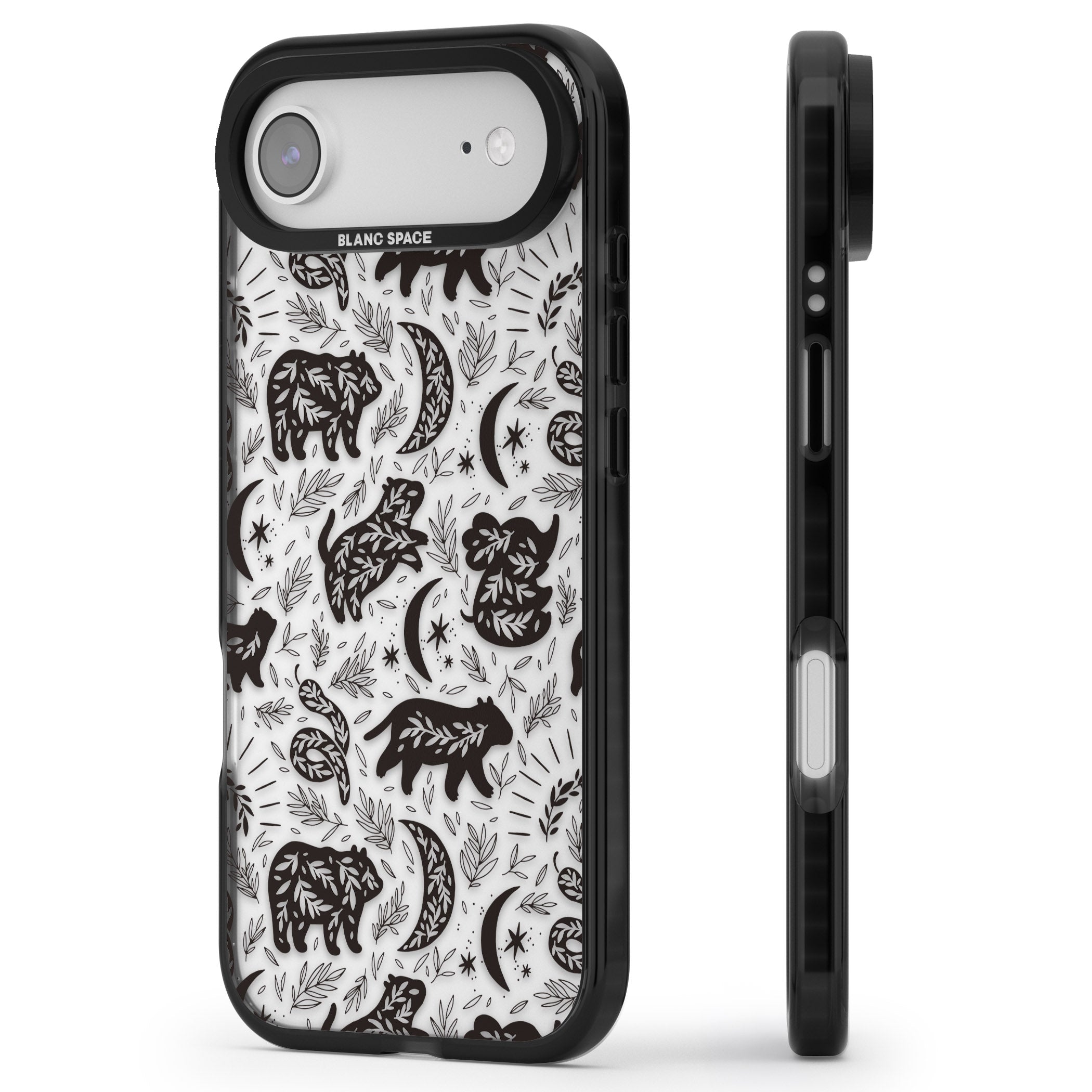 Midnight Forest Animals iPhone 17 Air Impact Black Phone Case Side Profile
