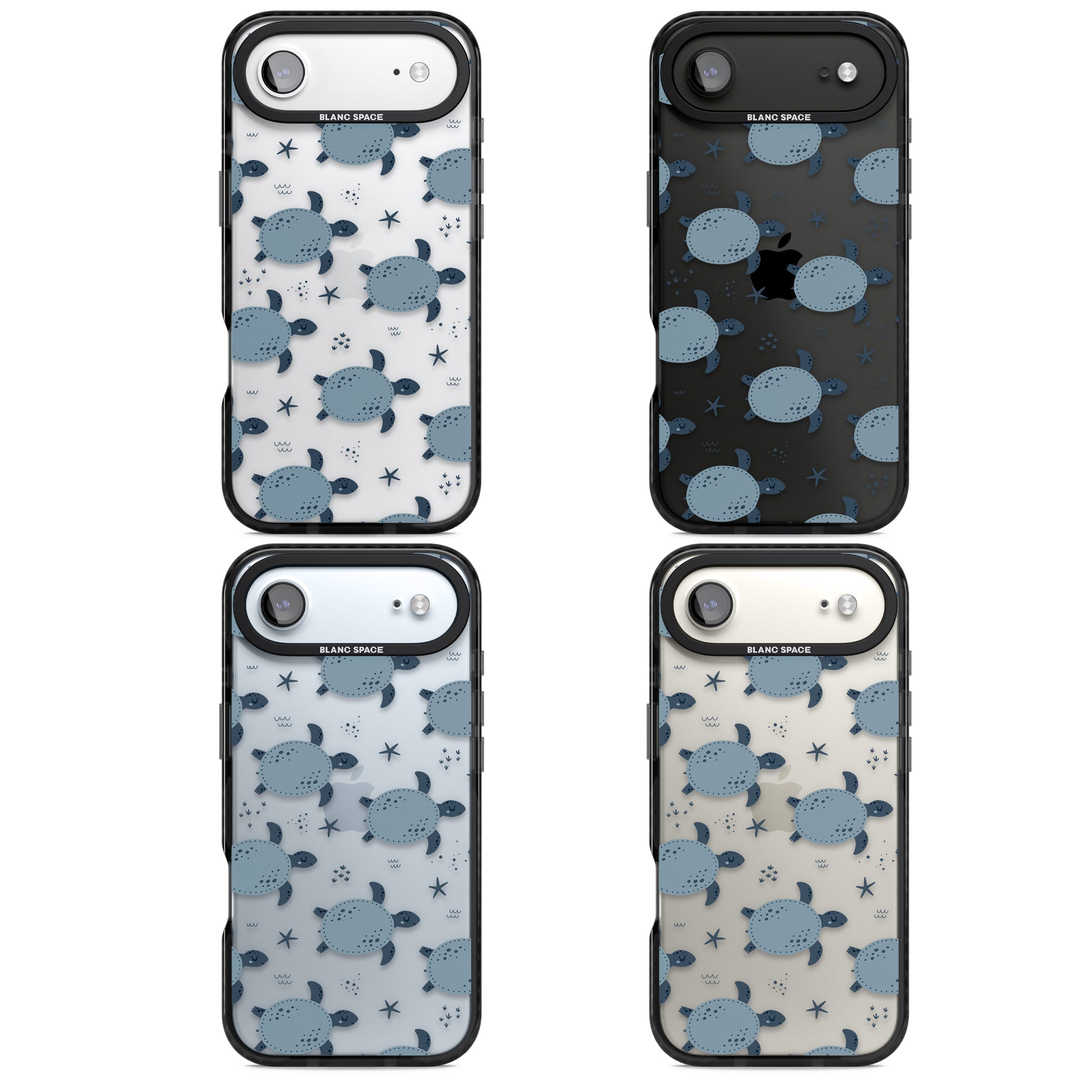 Under The Sea Patterns Sea Turtles (Clear) iPhone 17 Air Impact Black Phone Case APT Impact Protection