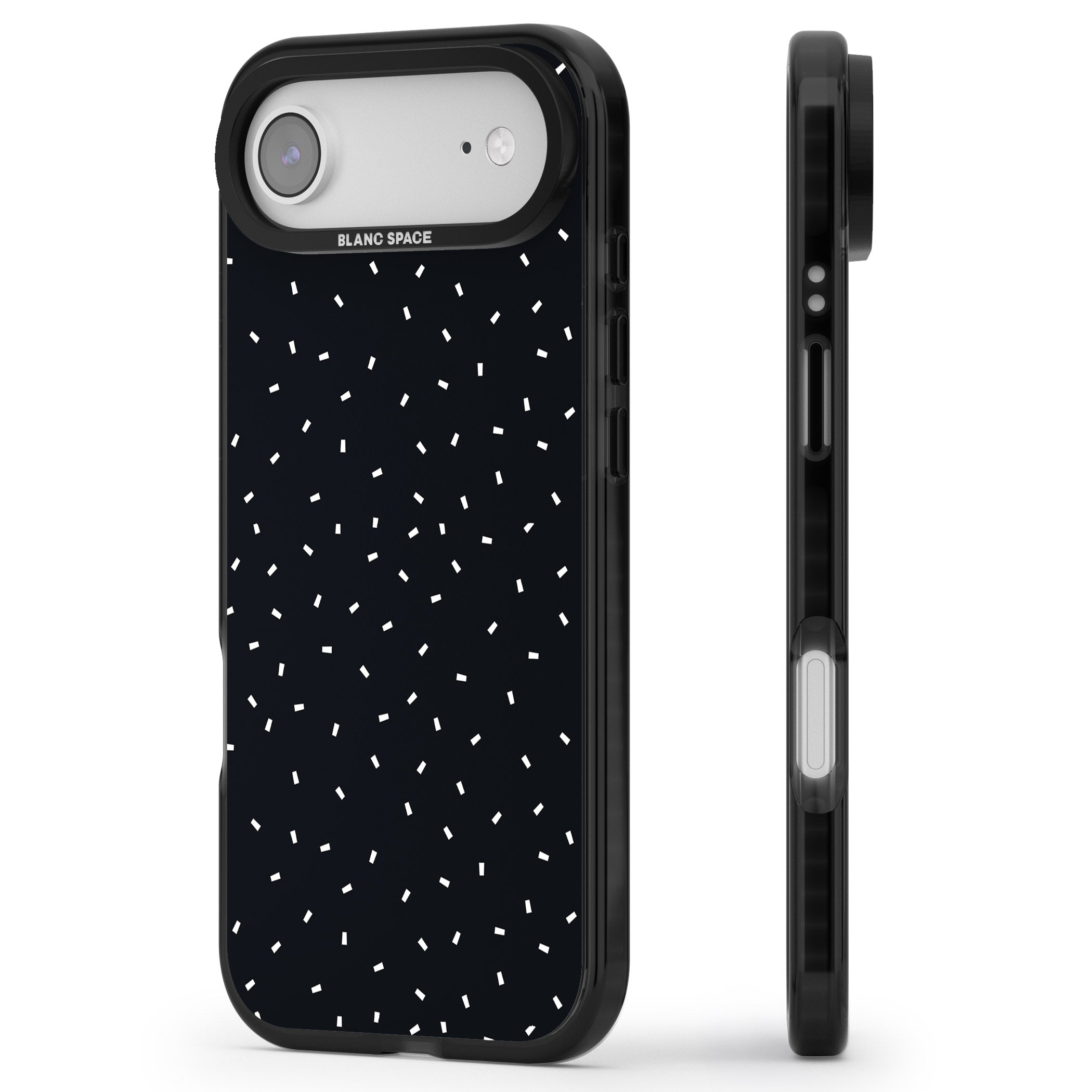 Confetti (Black) iPhone 17 Air Impact Black Phone Case Side Profile