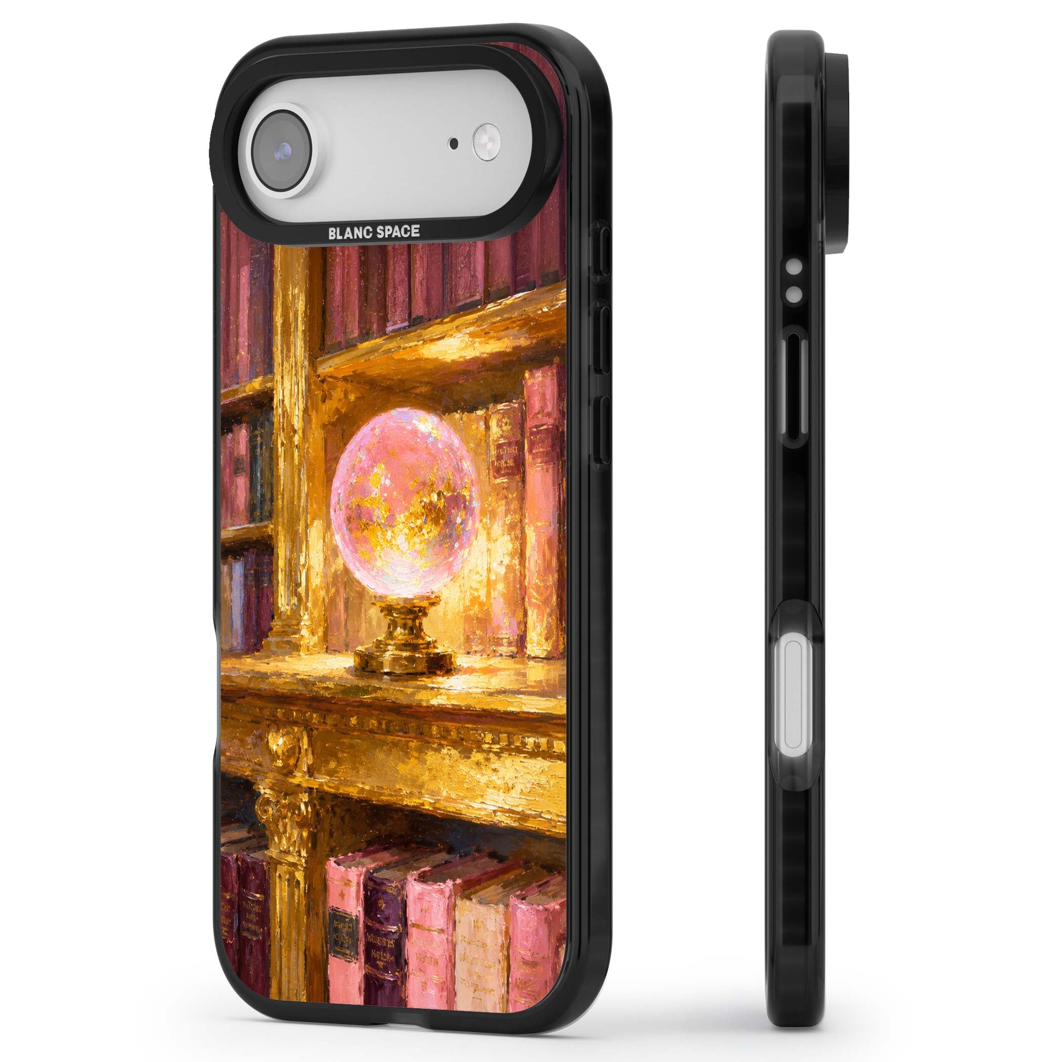 Gilded Library dark academia iPhone case featuring an oil painted crystal ball on a gilded library shelf with vintage | Clear Impact case for iPhone Air