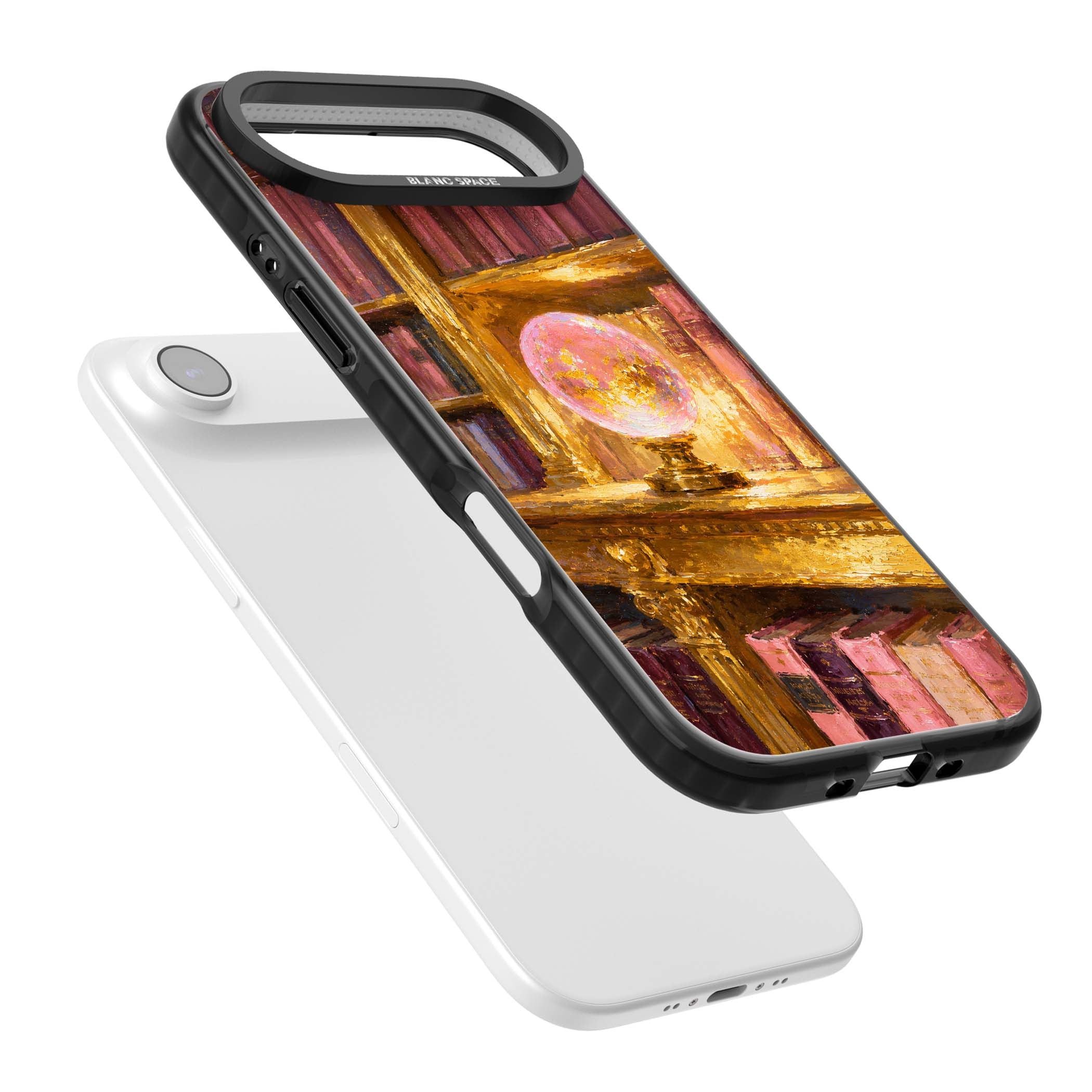 Gilded Library dark academia iPhone case featuring an oil painted crystal ball on a gilded library shelf with vintage | Clear Impact case for iPhone Air