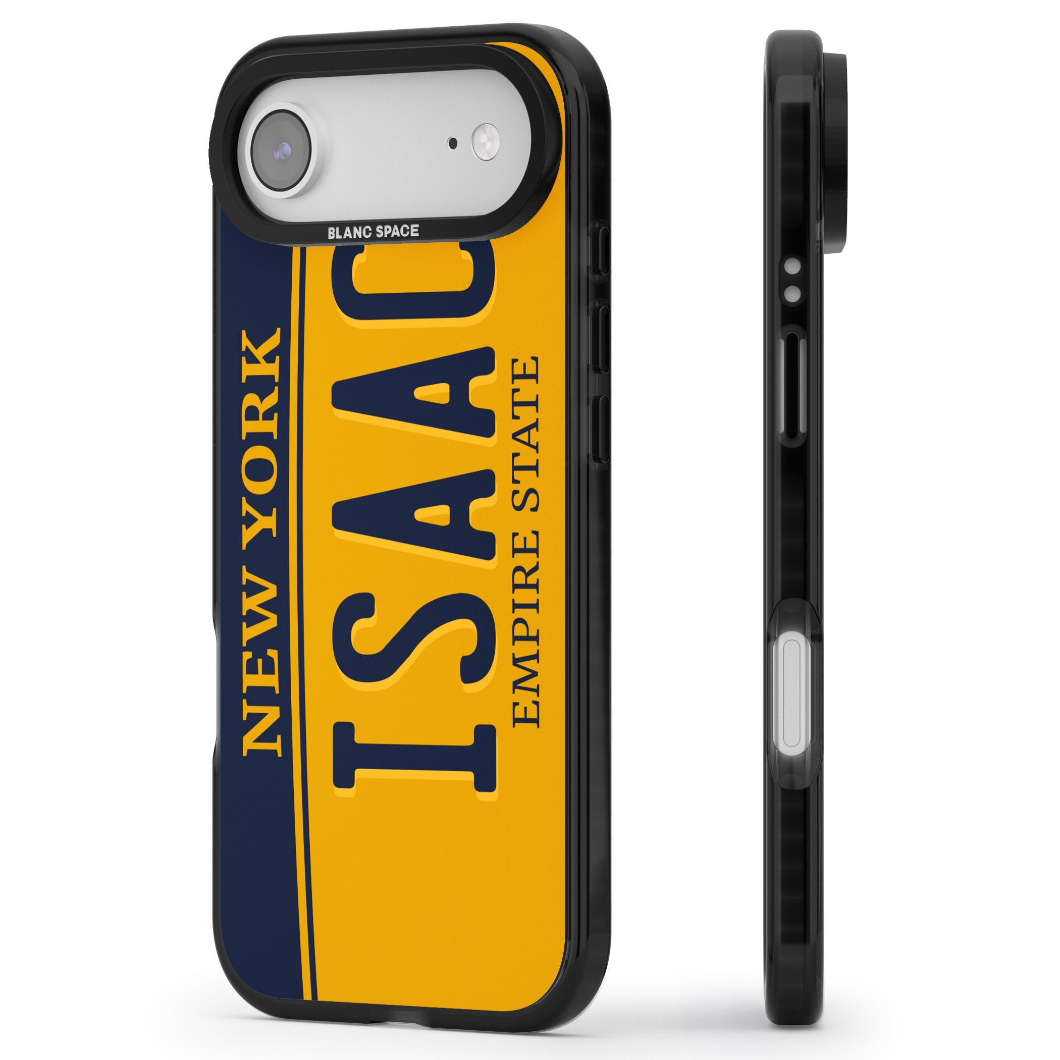 Personalised New York License Plate iPhone 17 Air Impact Black Phone Case Side Profile