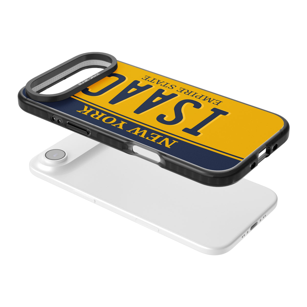 Personalised New York License Plate iPhone Air Impact Black Phone Case angled