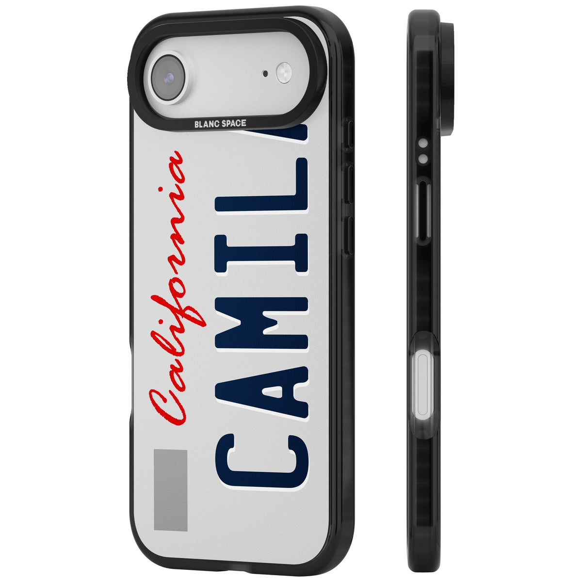 Personalised California License Plate iPhone Air Impact Black Phone Case side