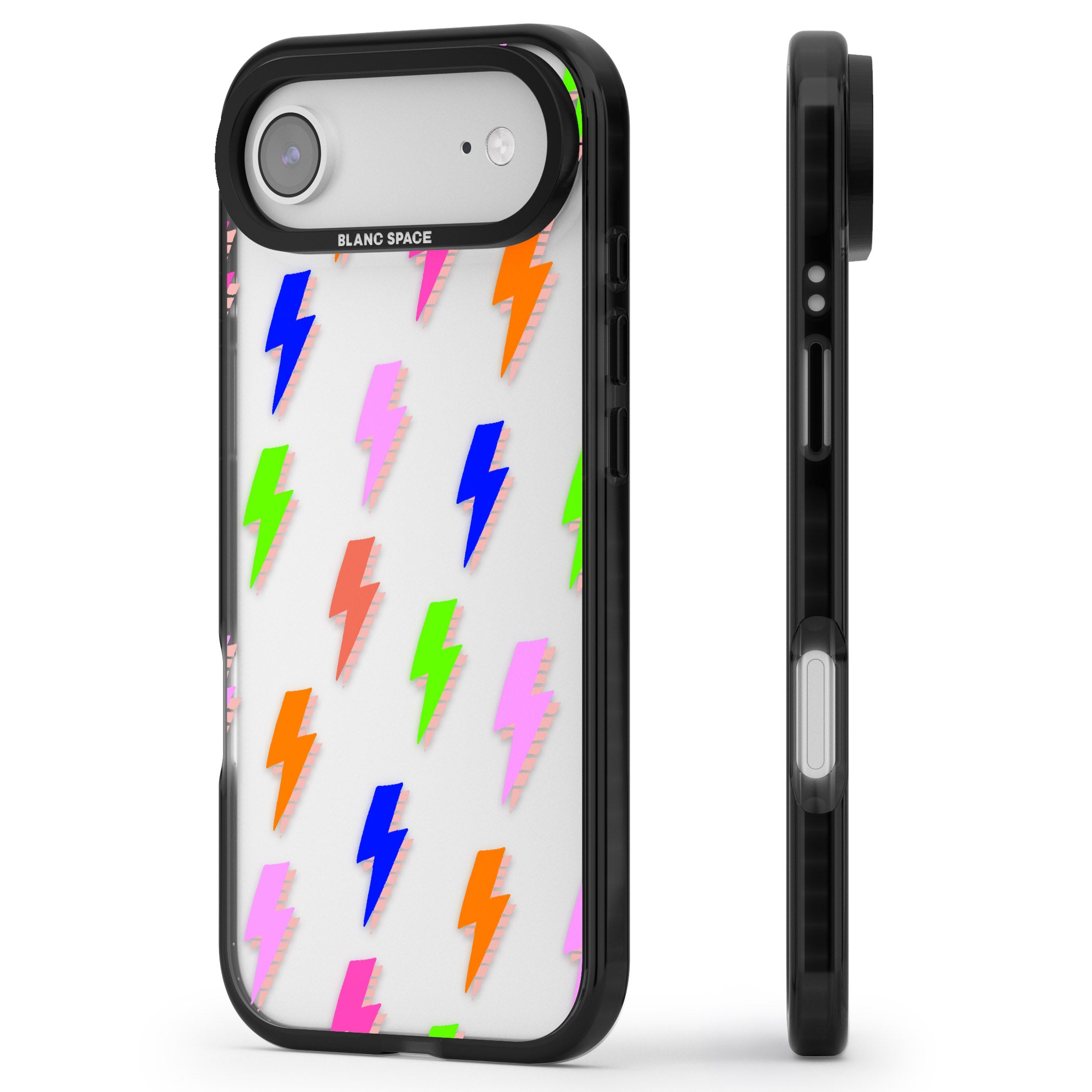 Rainbow Pop Lightning iPhone 17 Air Impact Black Phone Case Side Profile