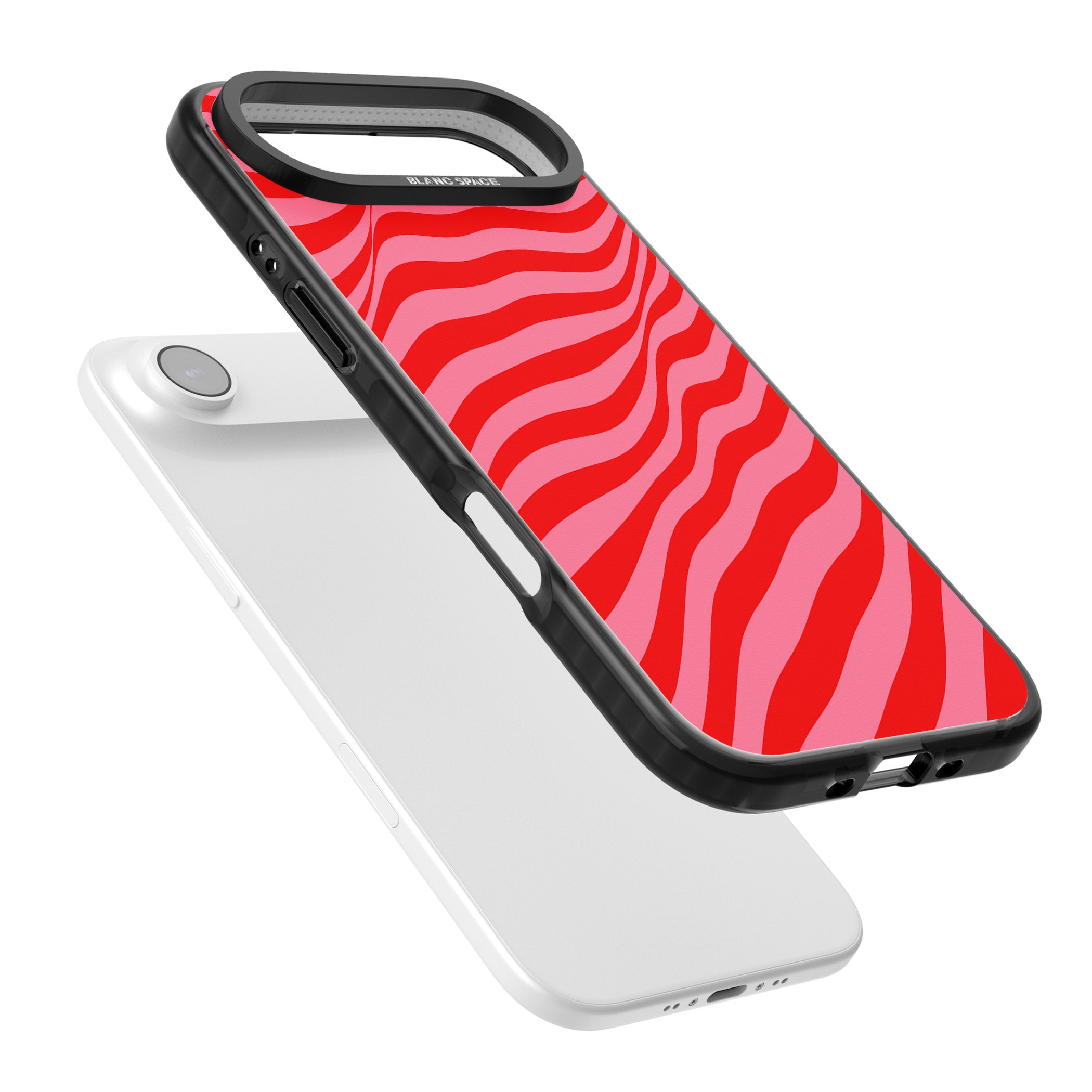 Pink & Red Distorted Line iPhone 17 Air Impact Black Phone Case Colours