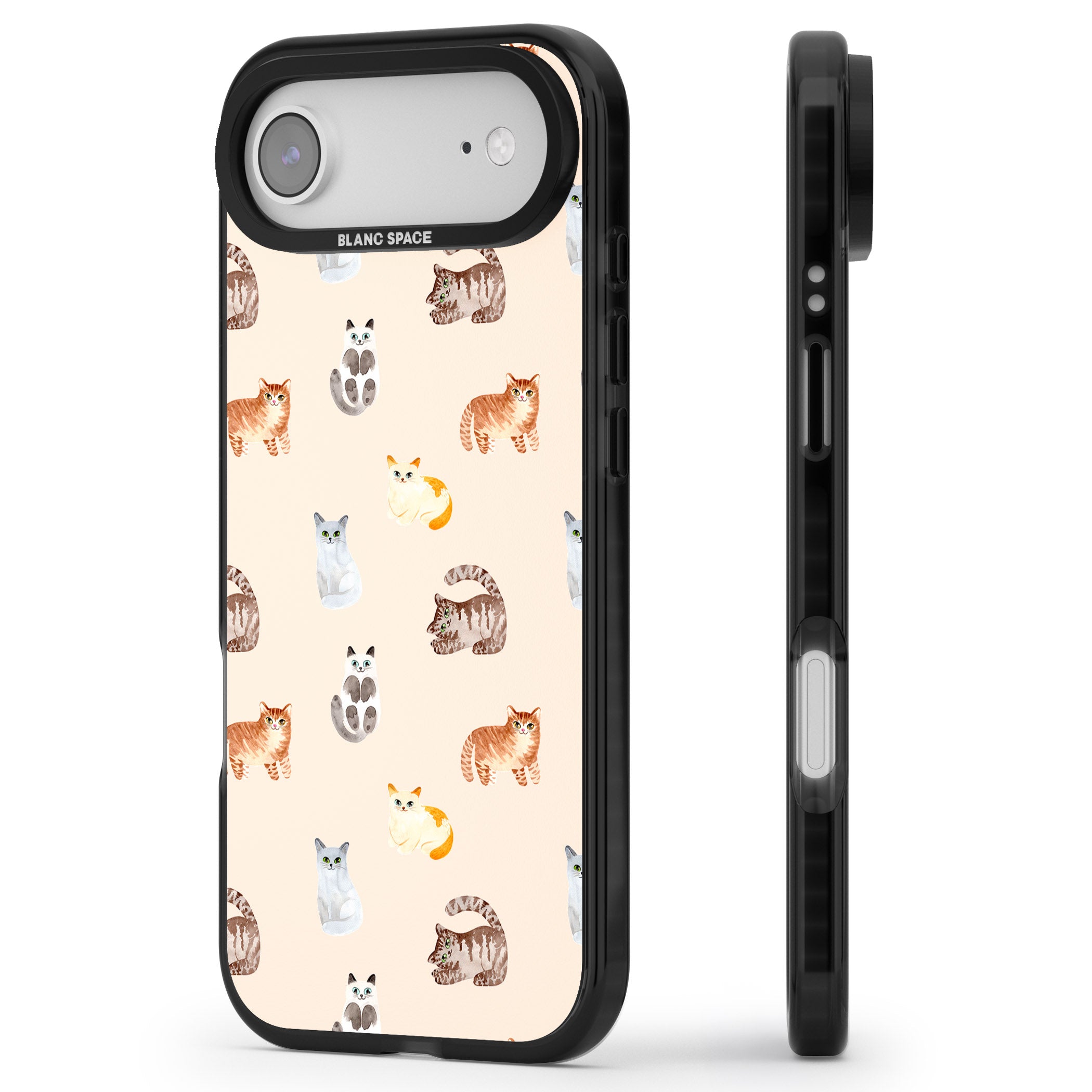 Cute Cat Parade iPhone 17 Air Impact Black Phone Case Side Profile