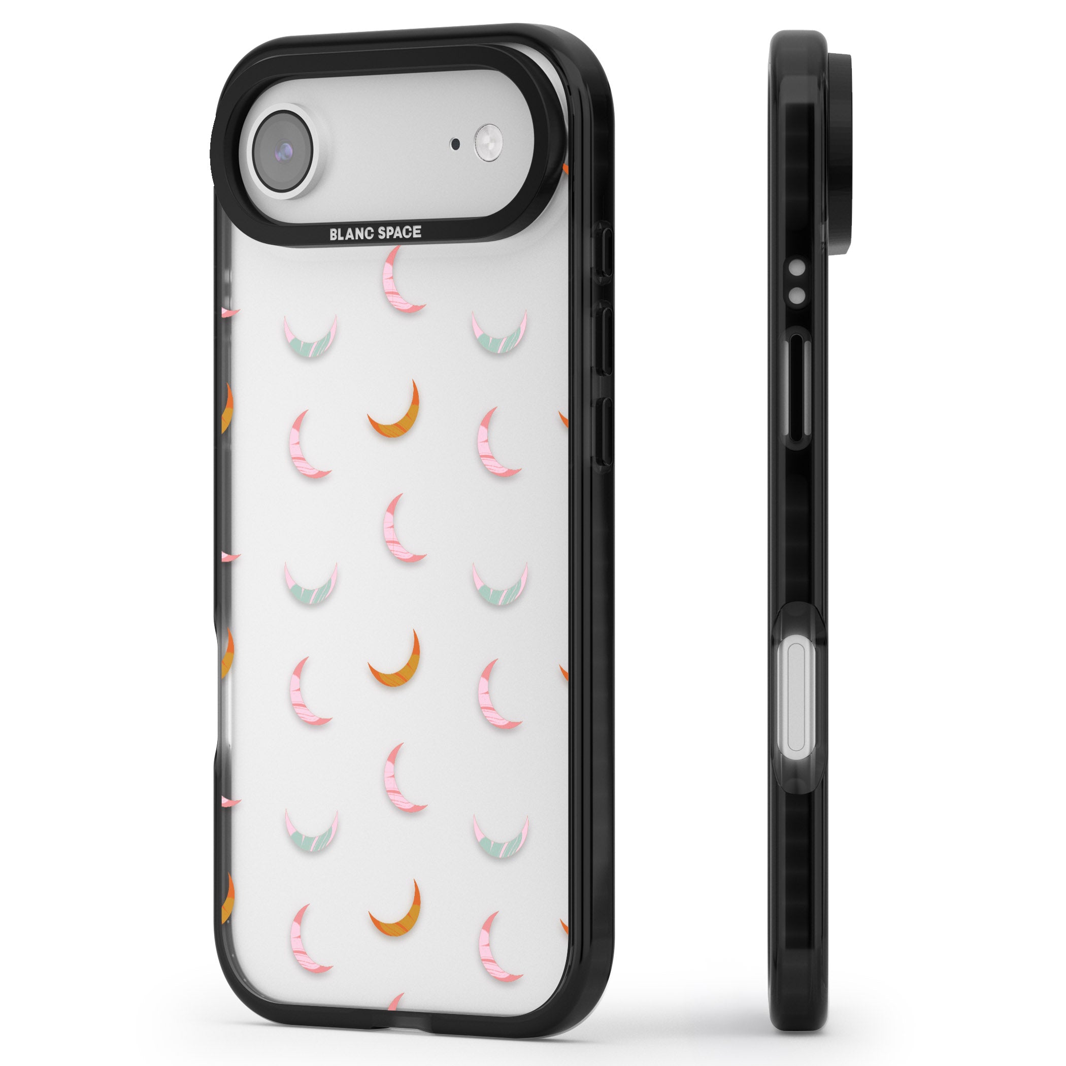 Colourful Crescent Moons iPhone 17 Air Impact Black Phone Case Side Profile