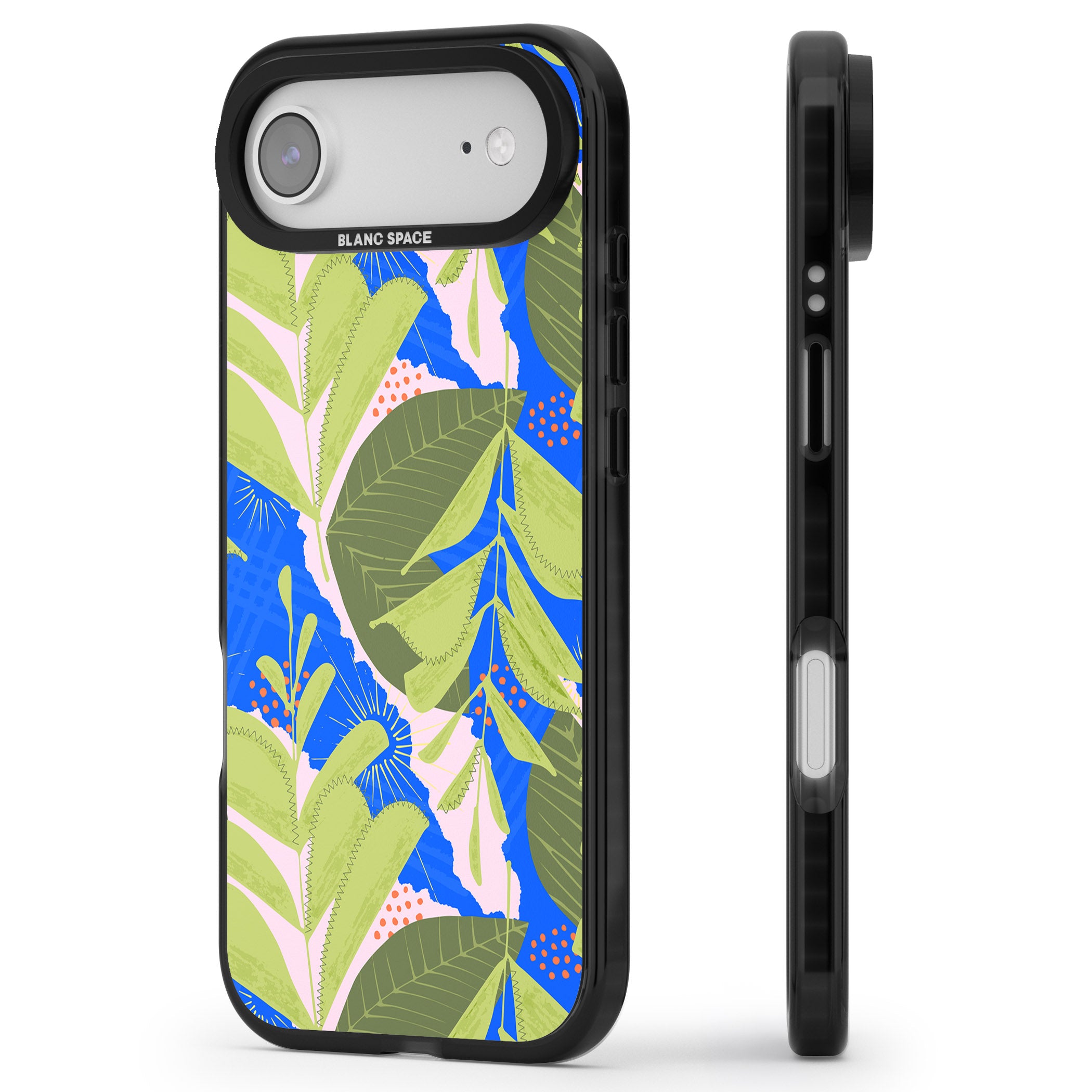 Fern Leaves Abstract Pattern iPhone 17 Air Impact Pro Black Phone Case Side Profile
