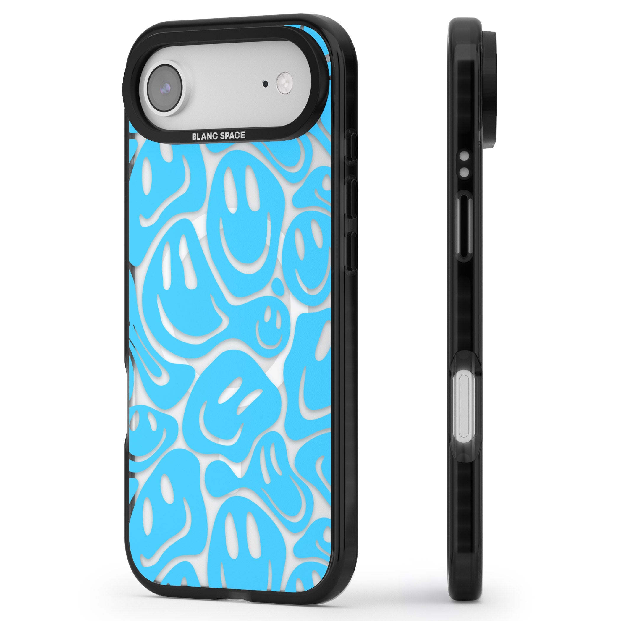 Blue Acid Faces iPhone 17 Air Impact Pro Black Phone Case Side Profile