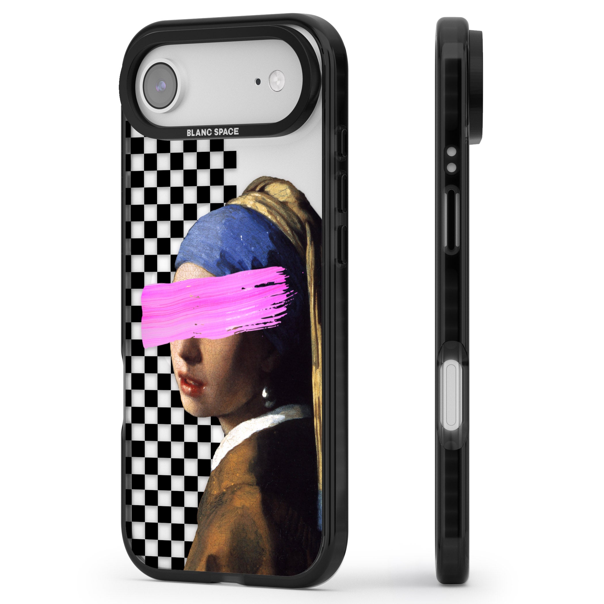 Abstract Pearl Girl iPhone 17 Air Impact Pro Black Phone Case Side Profile