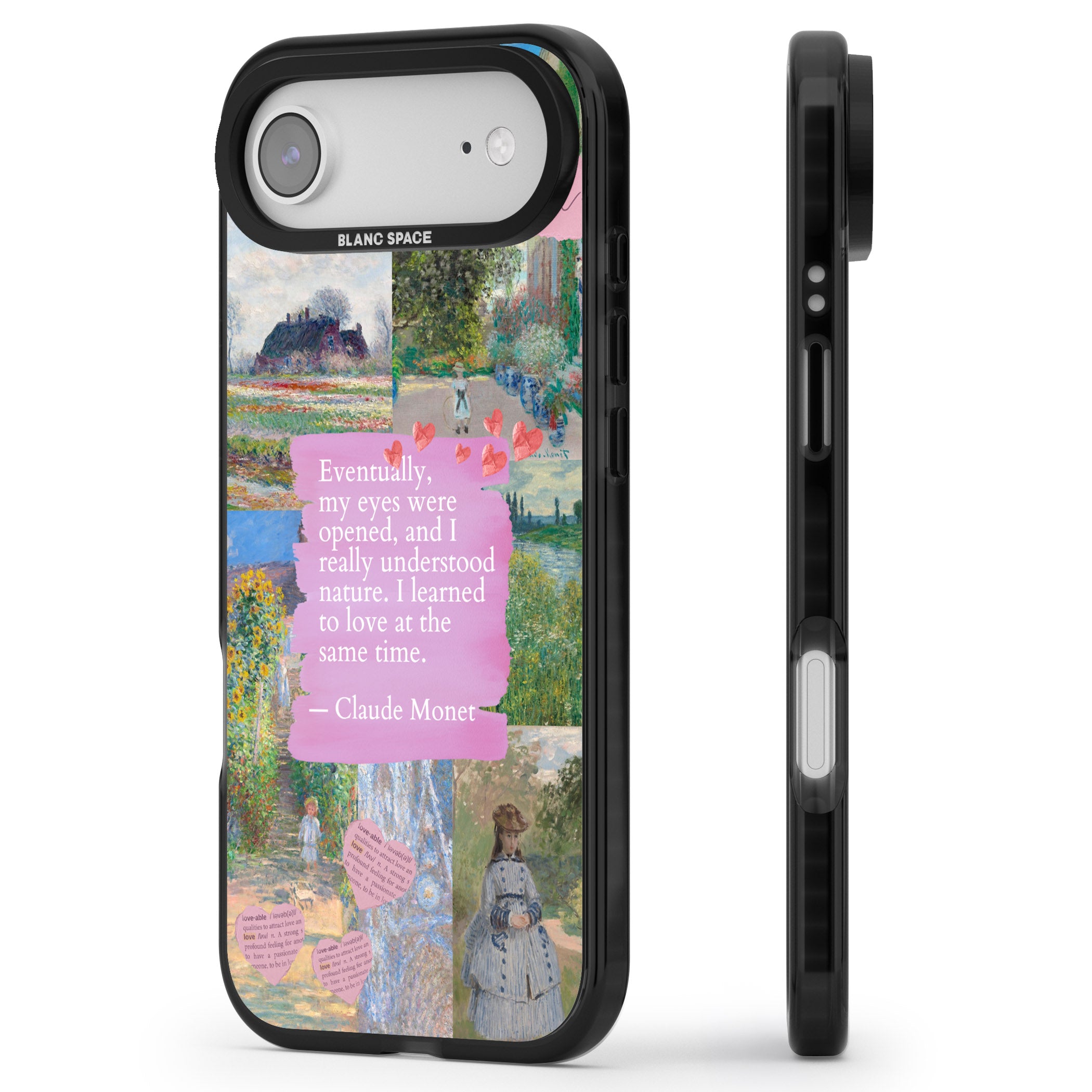 Monet 'Eyes Were Opened' Collage iPhone 17 Air Impact Pro Black Phone Case Side Profile