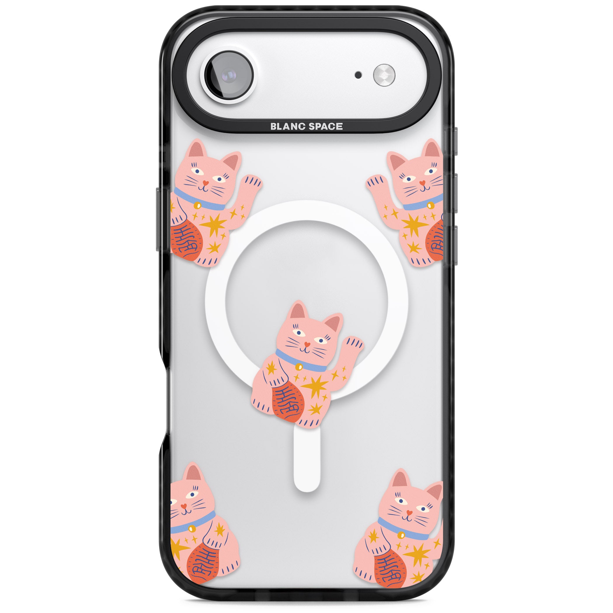 Waving Cat Pattern iPhone 17 Air Impact Pro Black Phone Case
