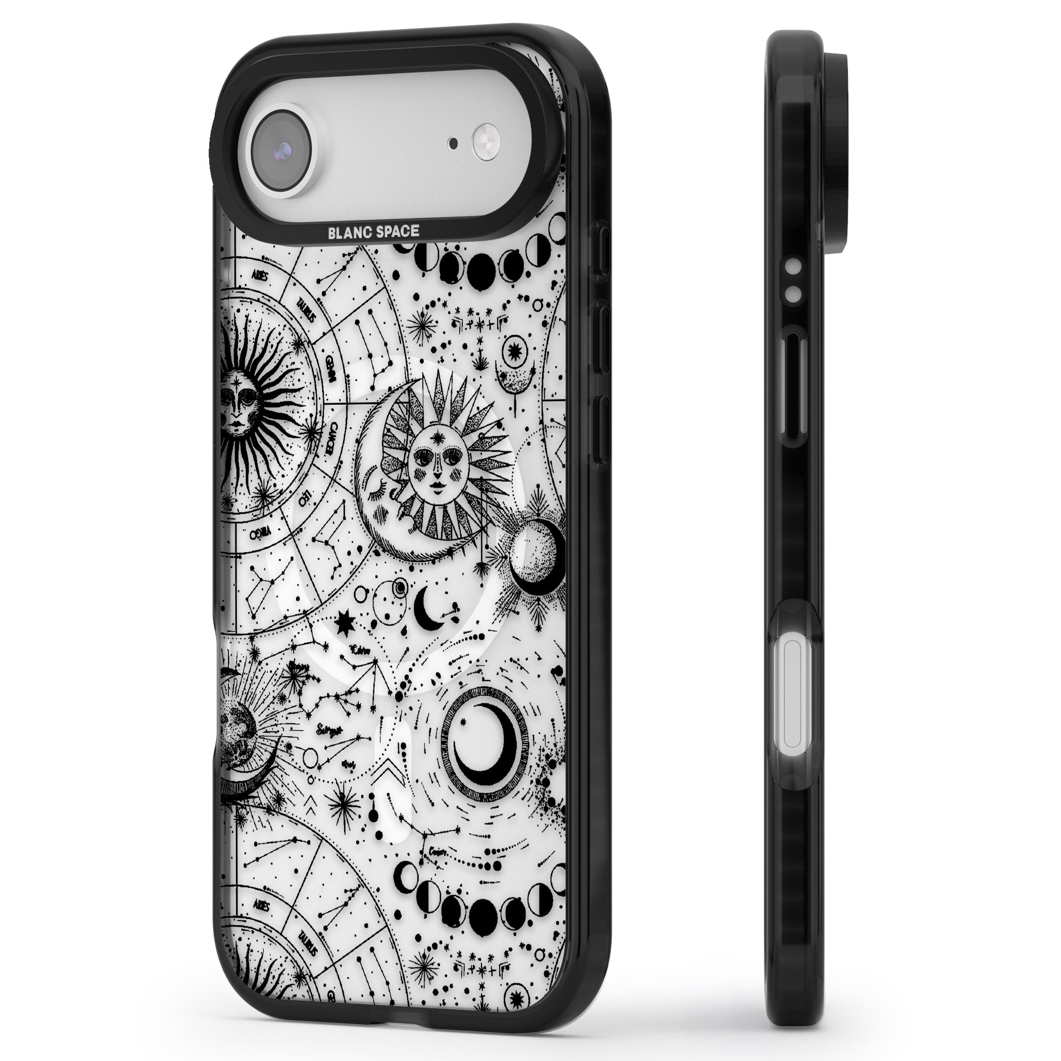 Celestial Zodiac iPhone 17 Air Impact Pro Black Phone Case Side Profile