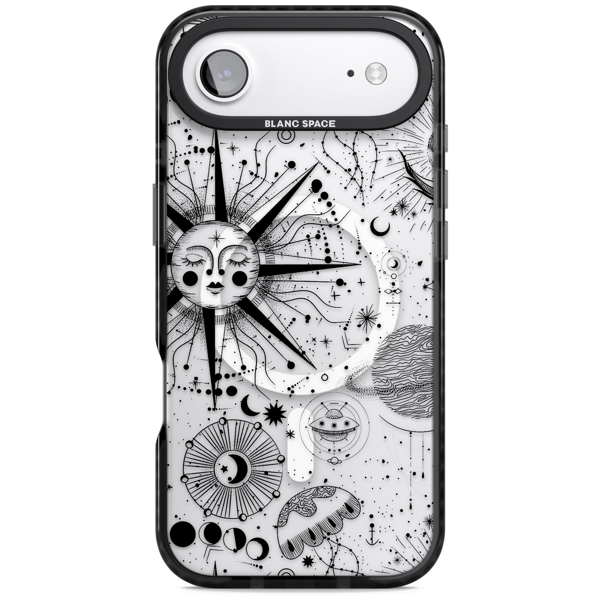 Cosmic Sun Zodiac iPhone 17 Air Impact Pro Black Phone Case