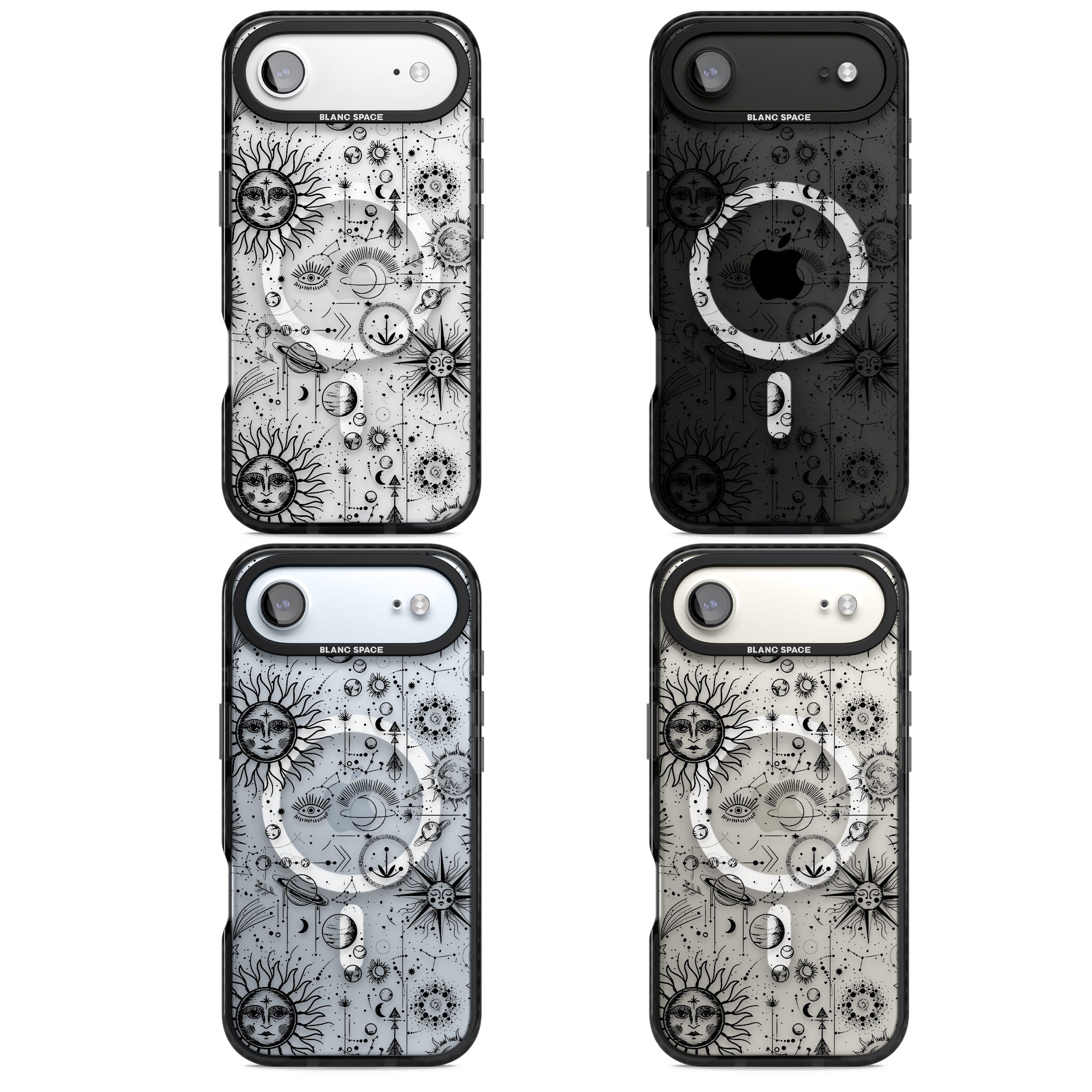 Cosmic Sun & Planets Zodiac iPhone 17 Air Impact Pro Black Phone Case APT Impact Protection