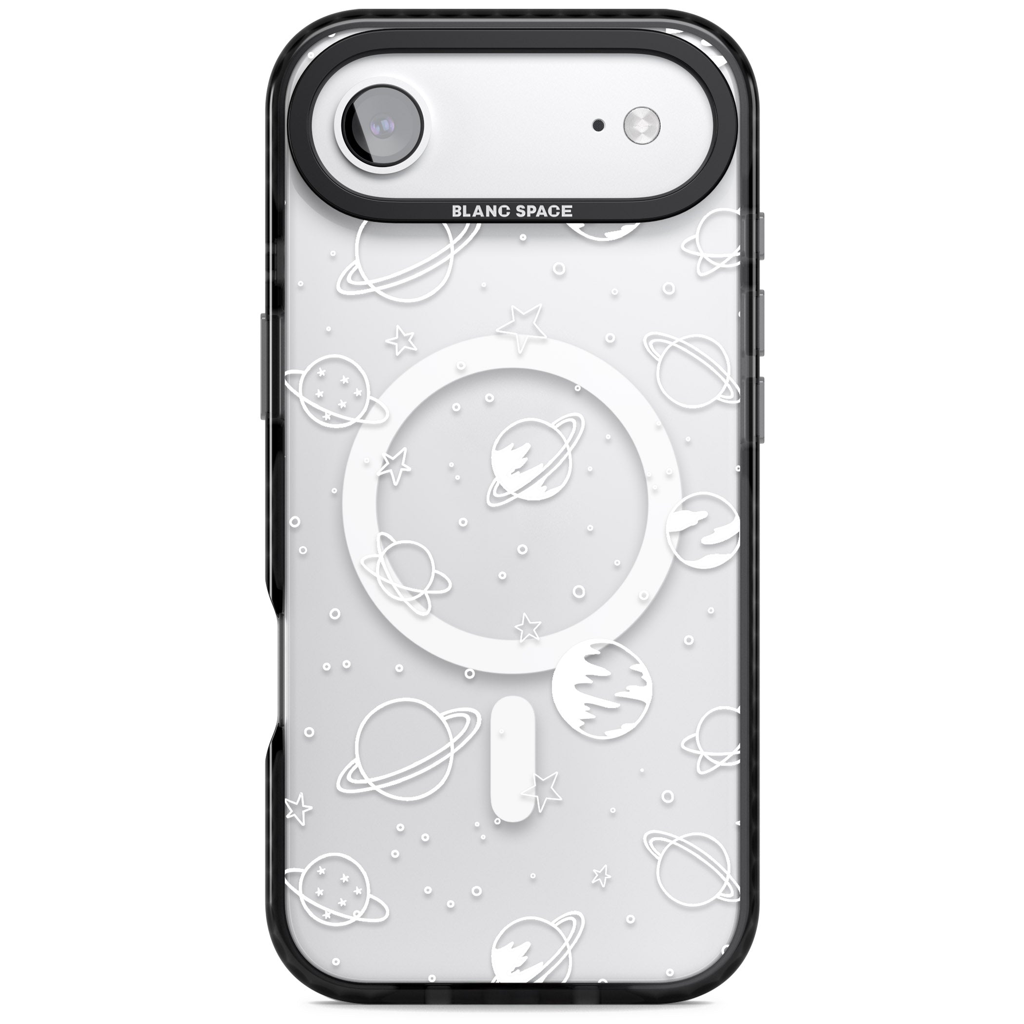 Cosmic Sketch White Clear iPhone 17 Air Impact Pro Black Phone Case
