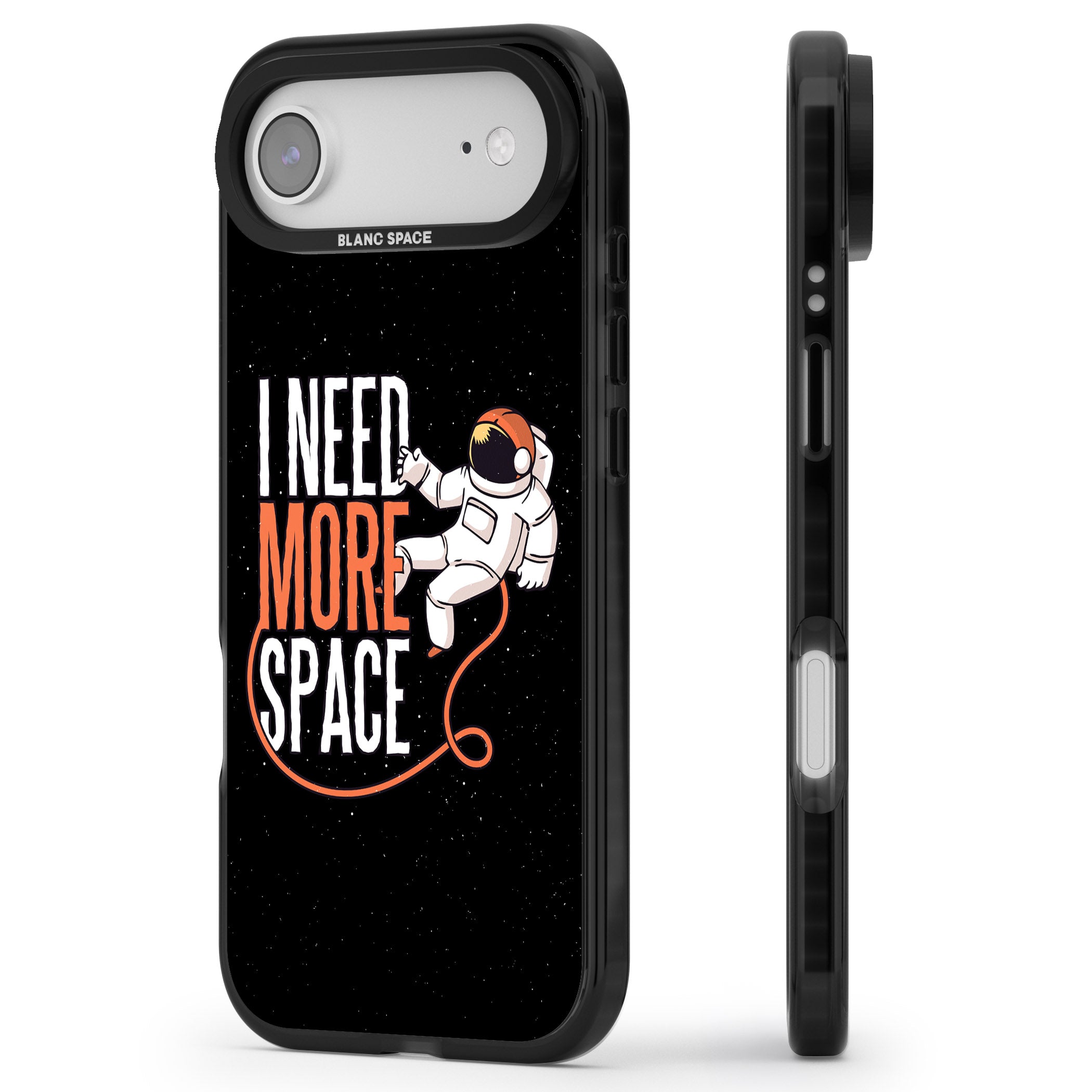 I Need More Space iPhone 17 Air Impact Pro Black Phone Case Side Profile