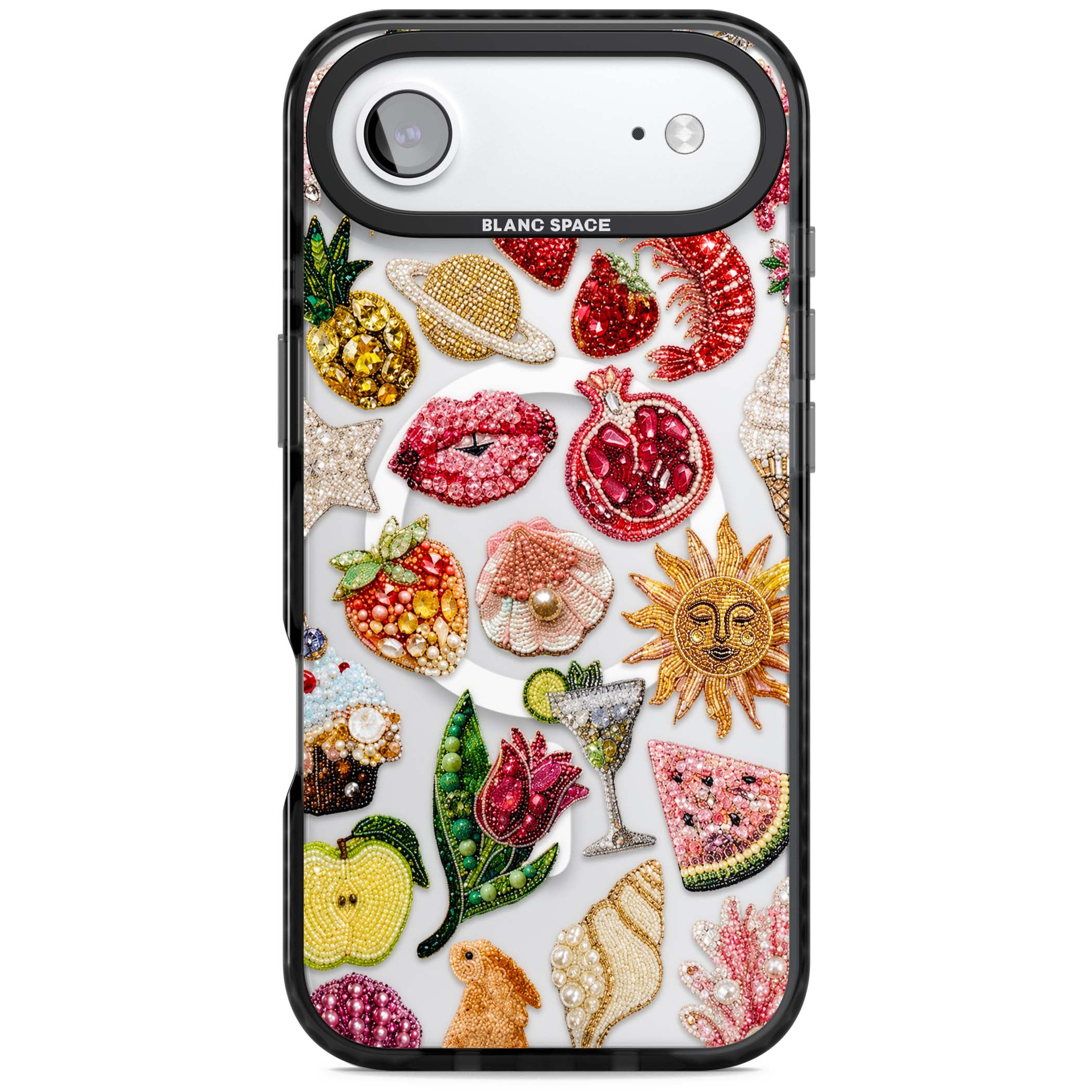 Beaded Riviera coquette iPhone case | Black Impact Magsafe case for iPhone Air