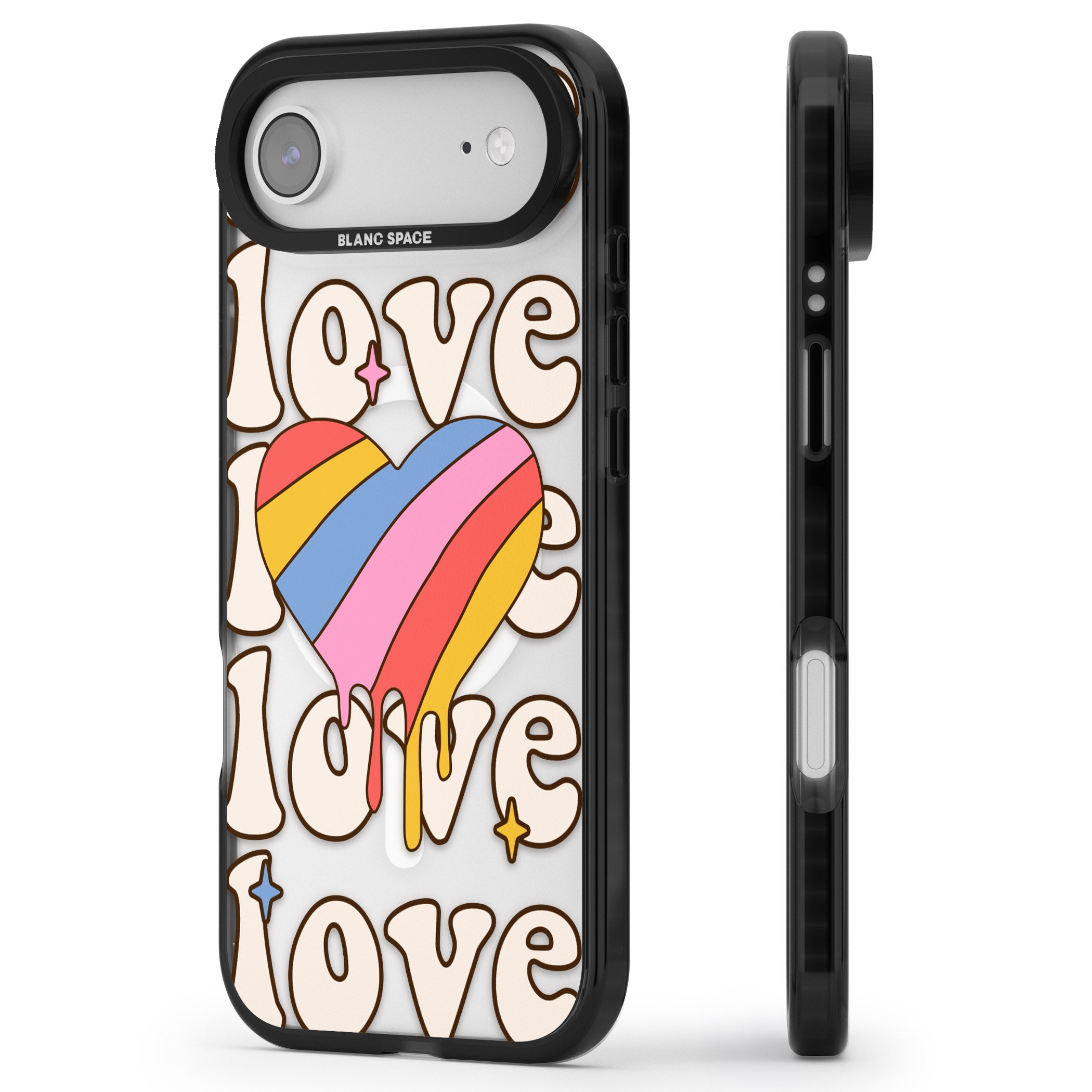 Groovy Love iPhone 17 Air Impact Pro Black Phone Case Side Profile