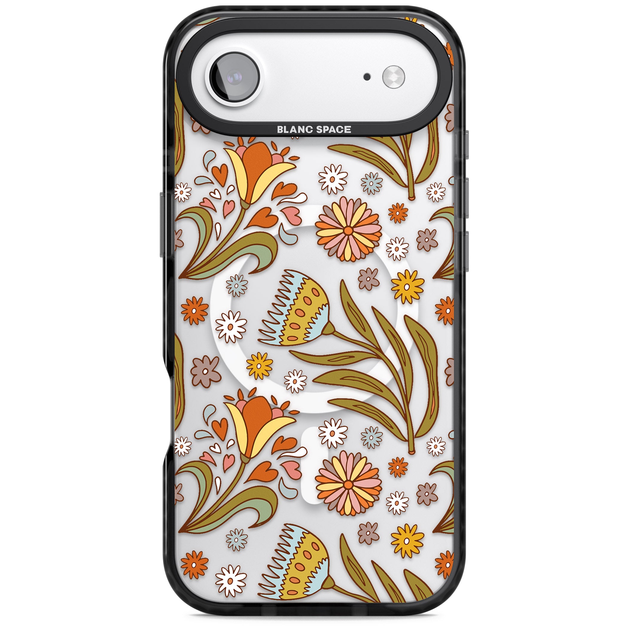 Boho Celestial Wildflower iPhone 17 Air Impact Pro Black Phone Case