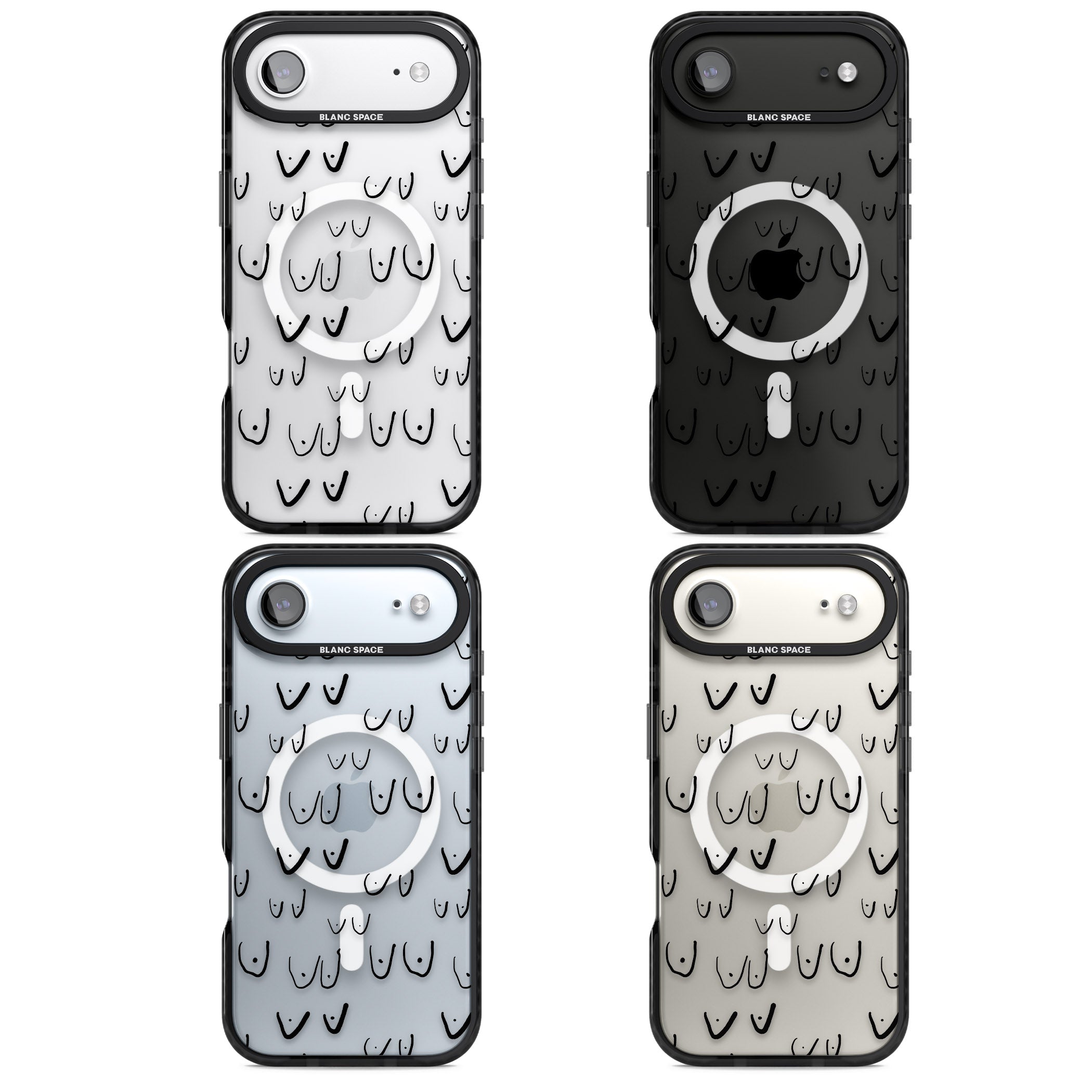 Boob Pattern (Black) iPhone 17 Air Impact Pro Black Phone Case APT Impact Protection