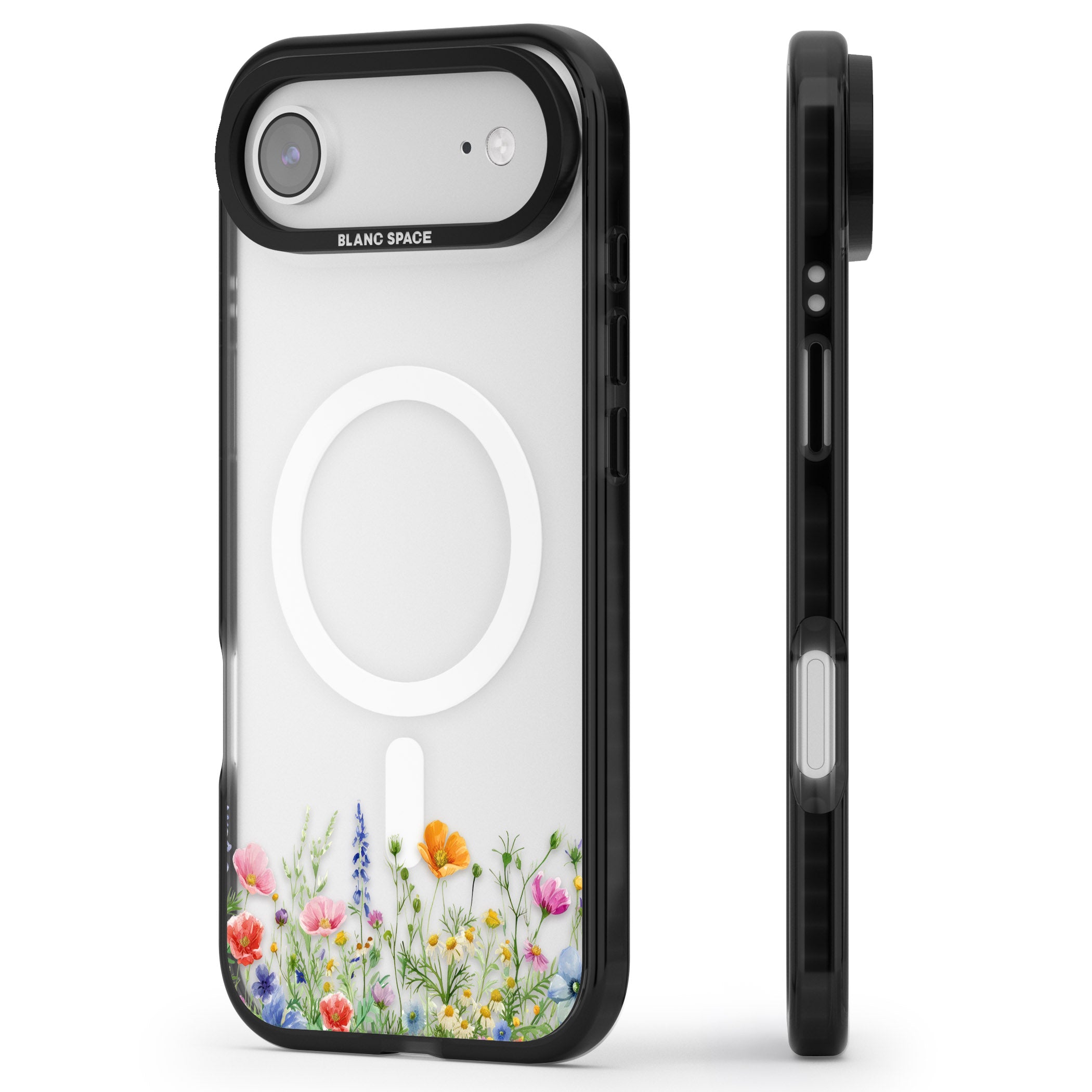 Minimal Wildflowers iPhone 17 Air Impact Pro Black Phone Case Side Profile