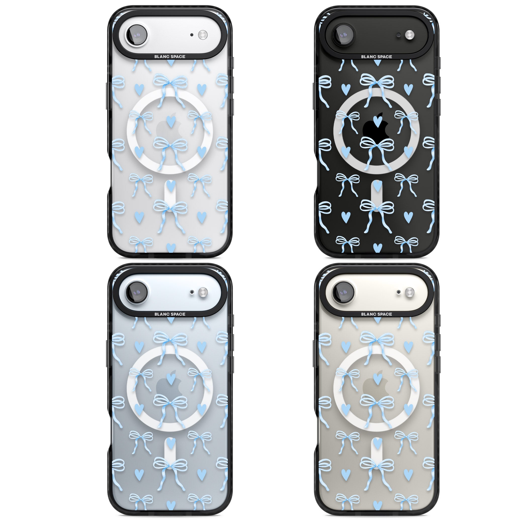 Blue Bows & Hearts iPhone 17 Air Impact Pro Black Phone Case APT Impact Protection