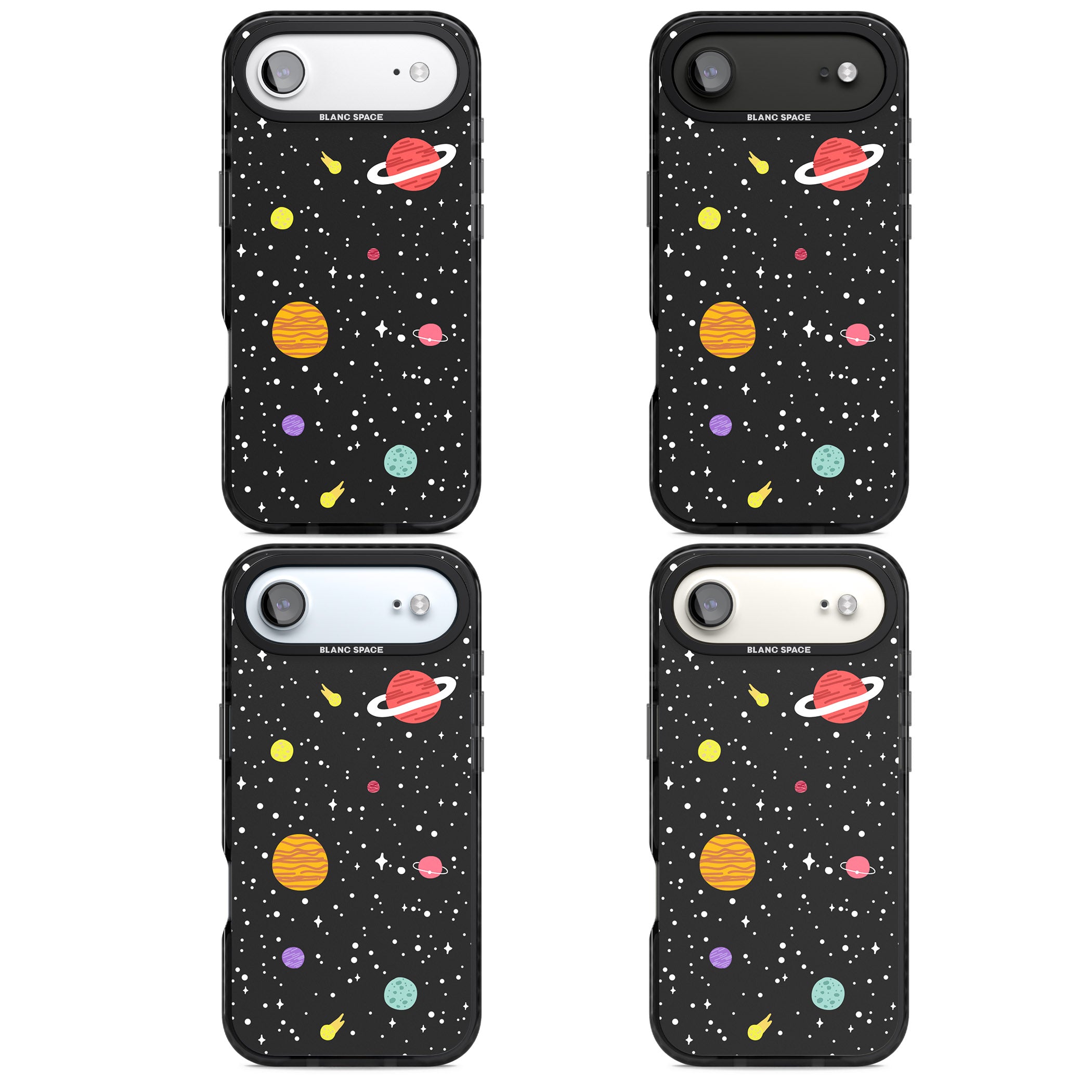Cute Cartoon Planets iPhone 17 Air Impact Pro Black Phone Case APT Impact Protection