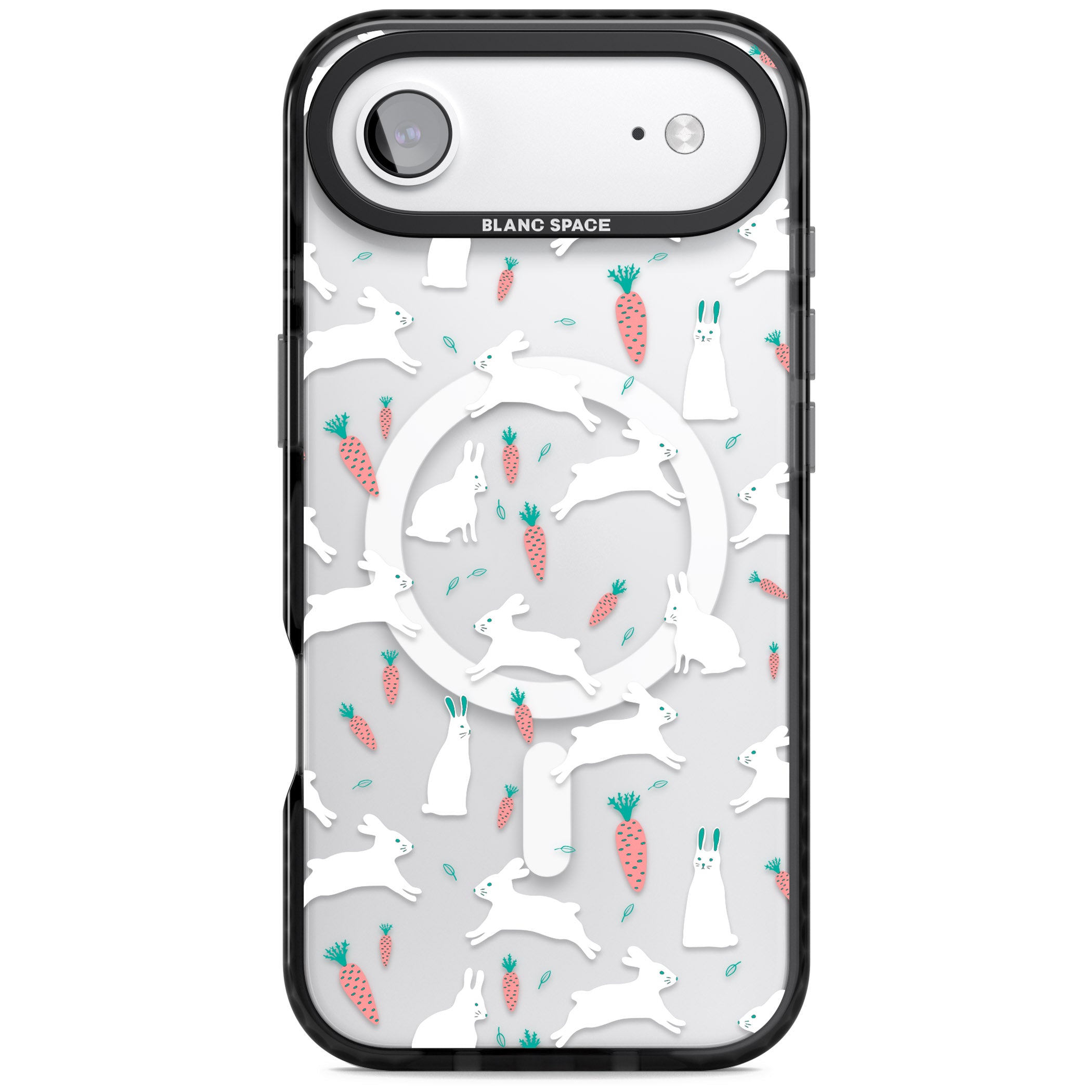 White Bunnies And Carrots iPhone 17 Air Impact Pro Black Phone Case