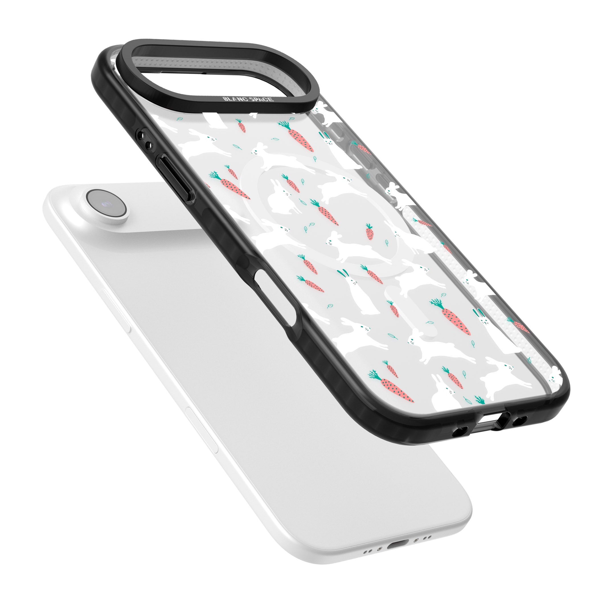 White Bunnies And Carrots iPhone 17 Air Impact Pro Black Phone Case Colours