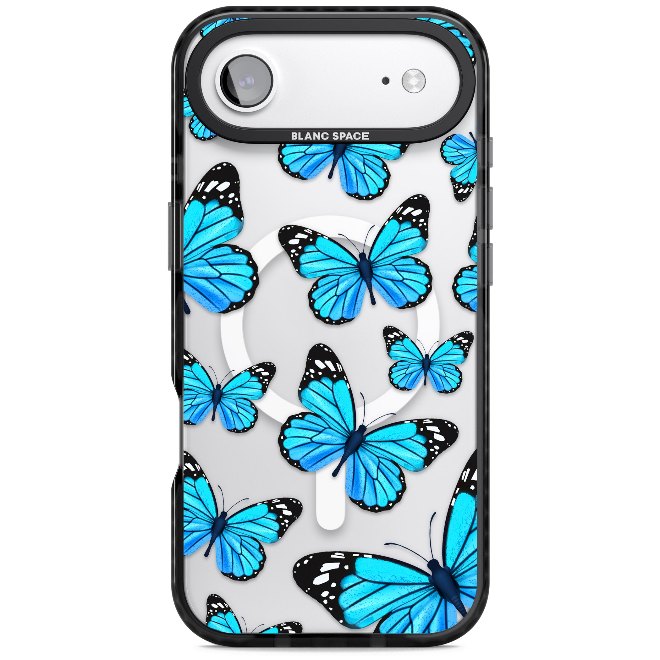 Blue Butterflies iPhone 17 Air Impact Pro Black Phone Case