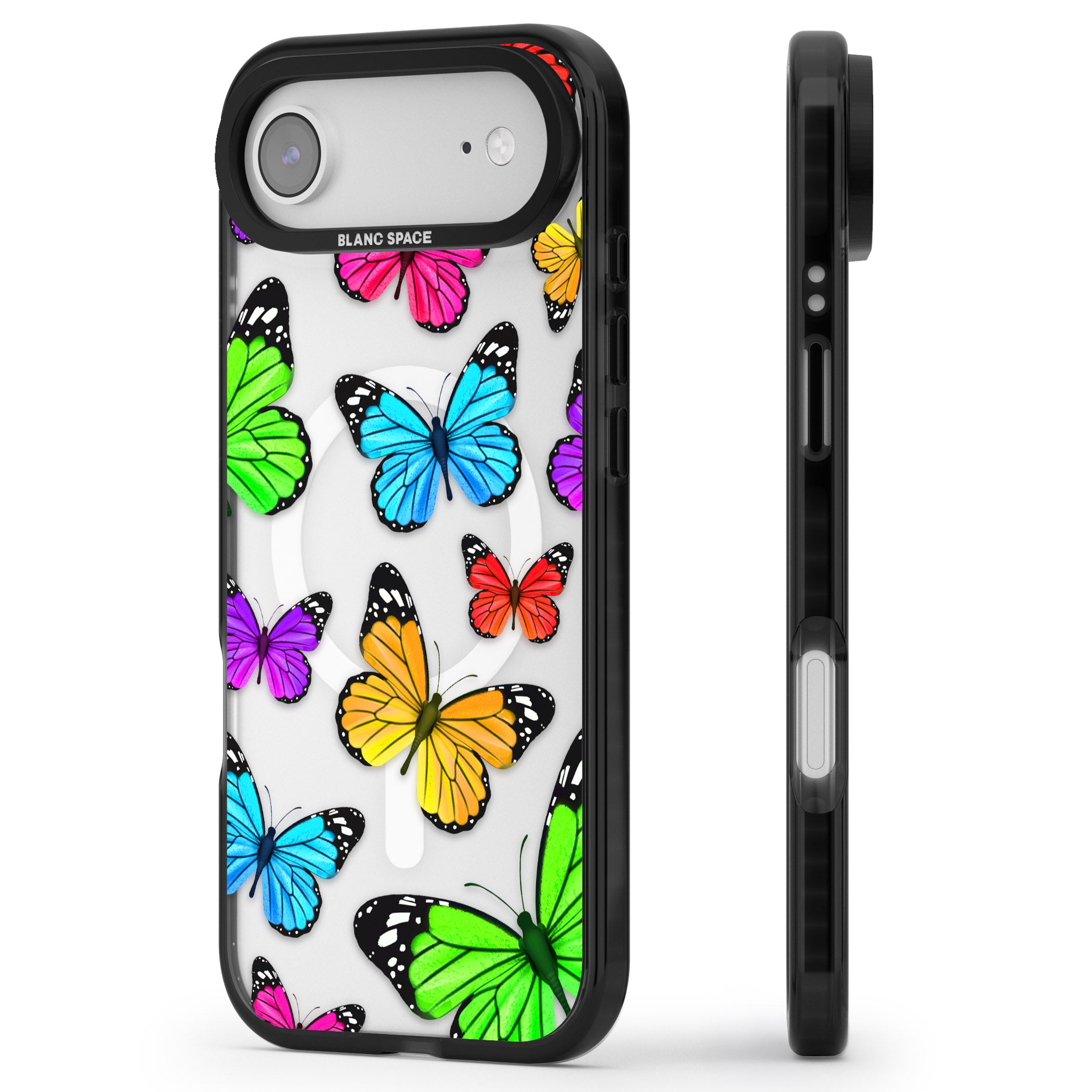 Vibrant Butterflies iPhone 17 Air Impact Pro Black Phone Case Side Profile