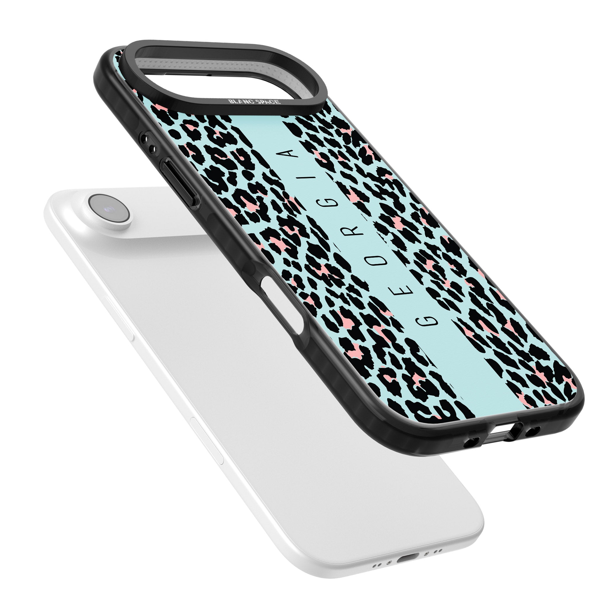 Personalised Blue Leopard iPhone 17 Air Impact Pro Black Phone Case Colours