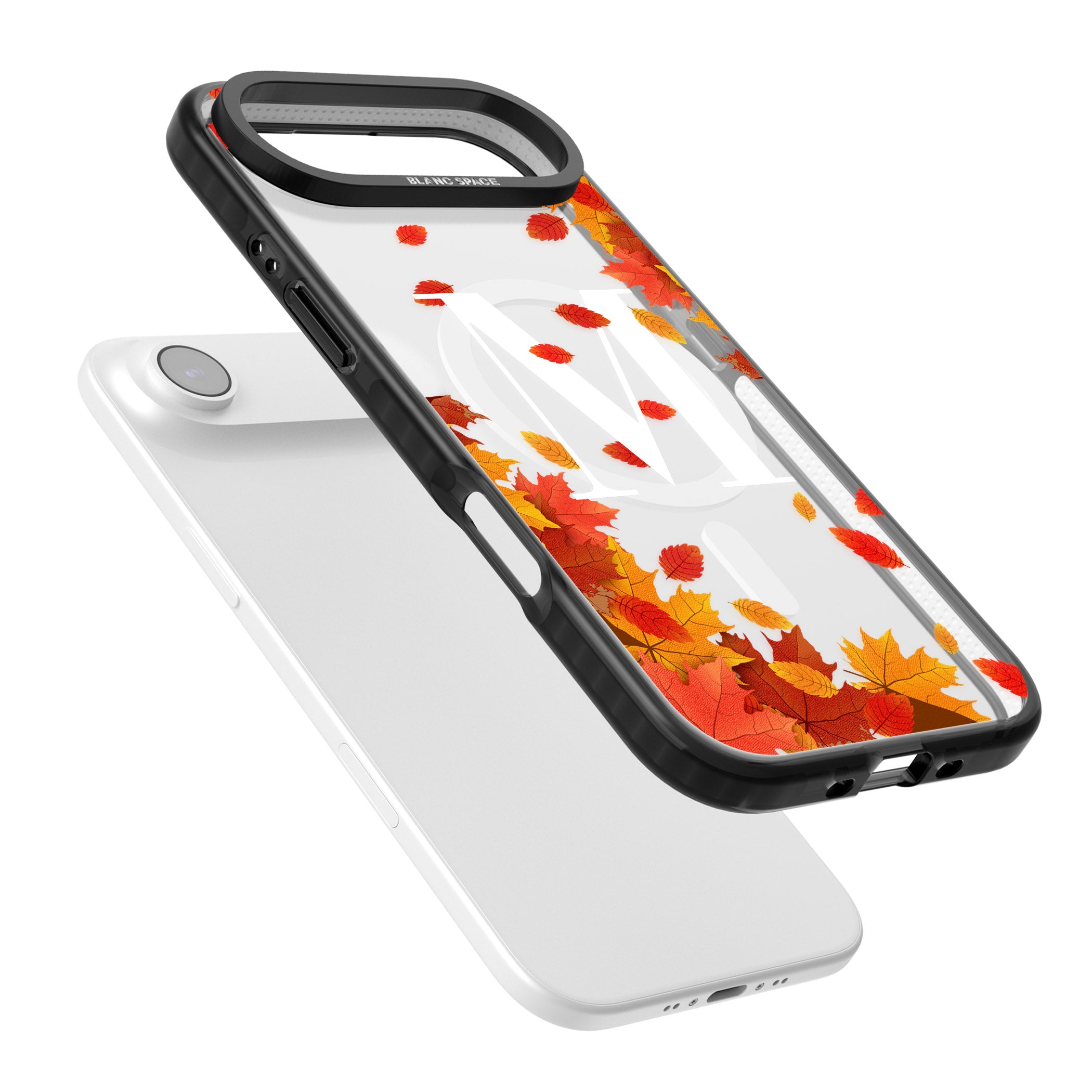 Personalised Autumn Leaves Monogram iPhone 17 Air Impact Pro Black Phone Case Colours