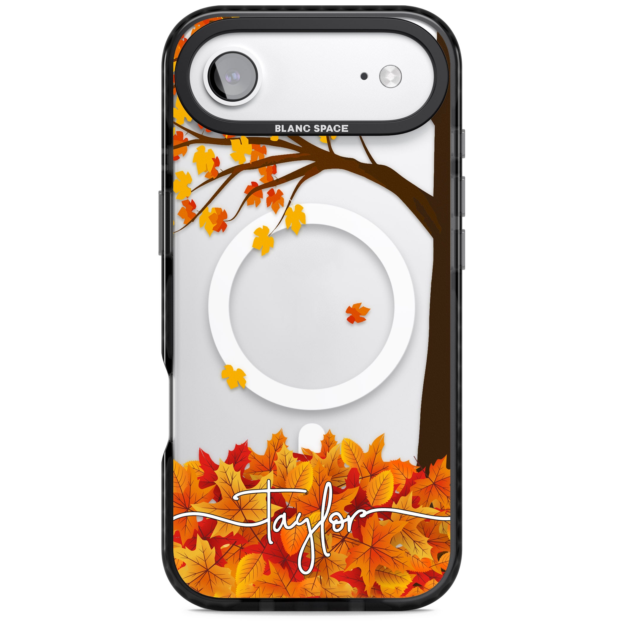Personalised Autumn Leaves iPhone 17 Air Impact Pro Black Phone Case