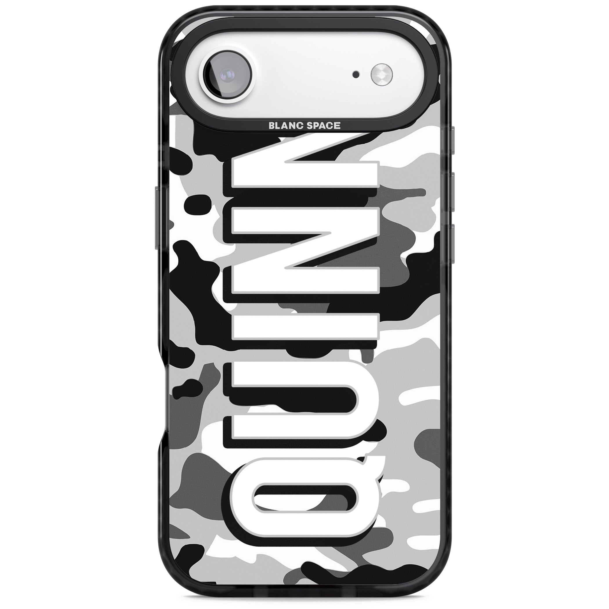 Personalised Greyscale Camo iPhone 17 Air Impact Pro Black Phone Case