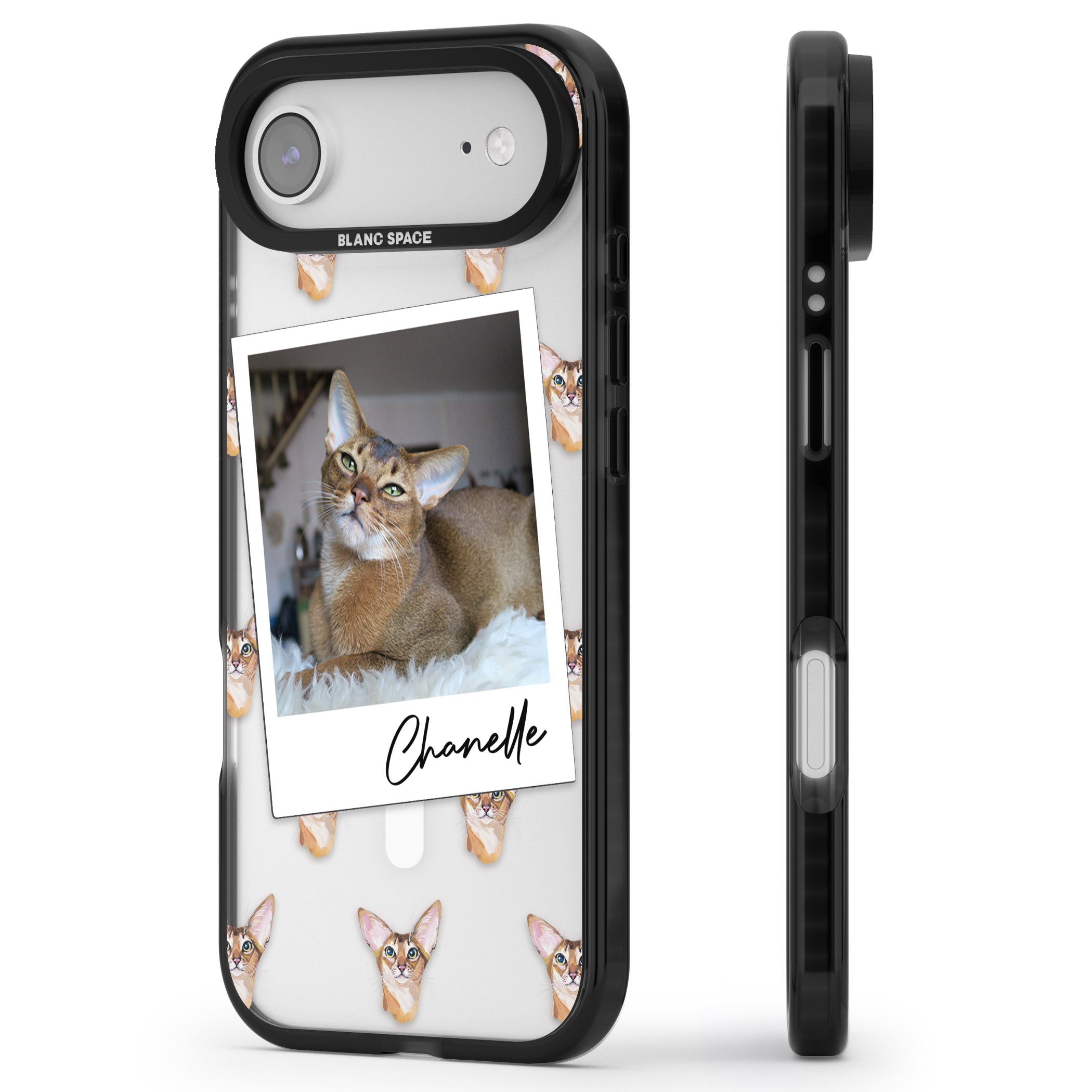 Personalised Abyssinian Cat Photo iPhone 17 Air Impact Pro Black Phone Case Side Profile
