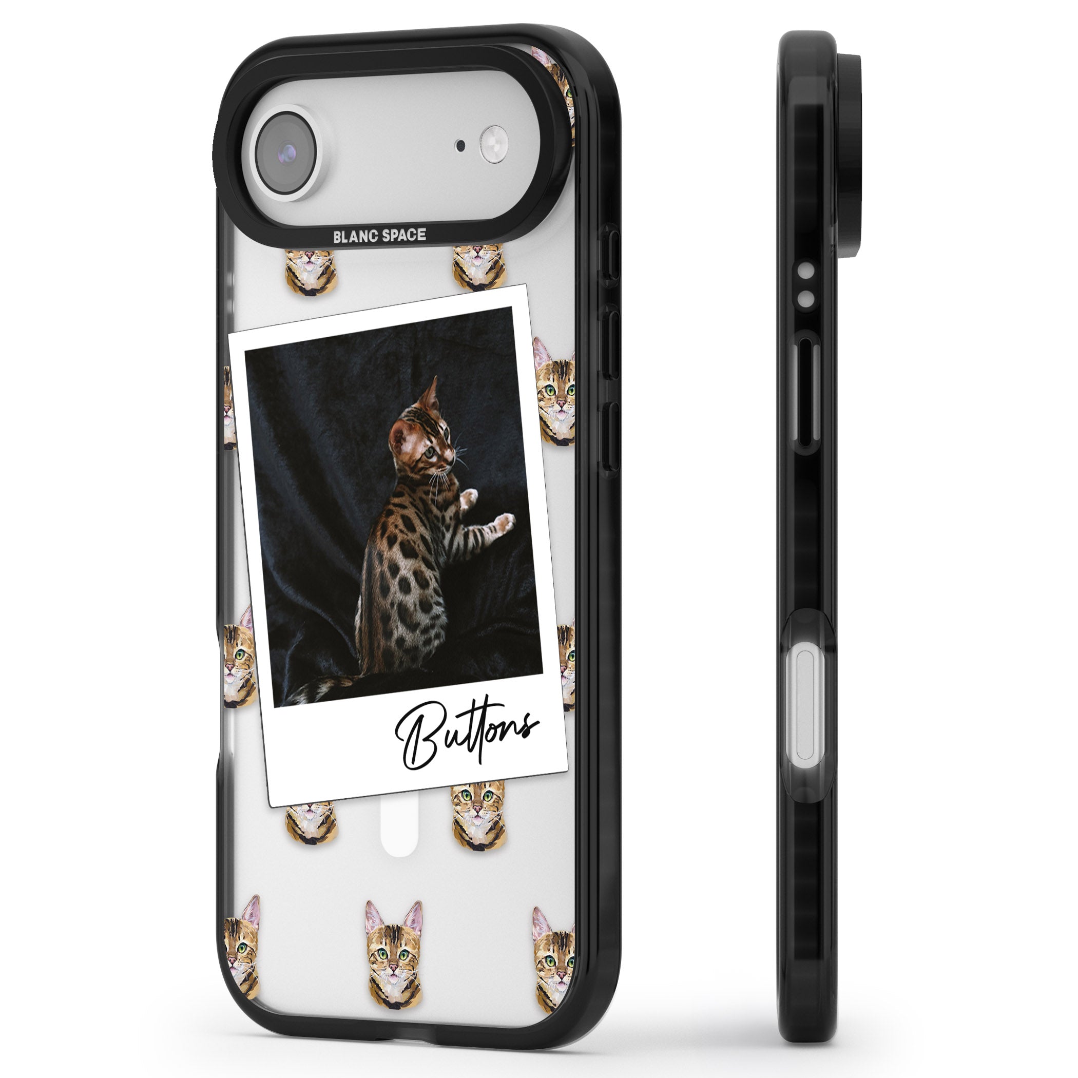 Personalised Bengal Cat Photo iPhone 17 Air Impact Pro Black Phone Case Side Profile