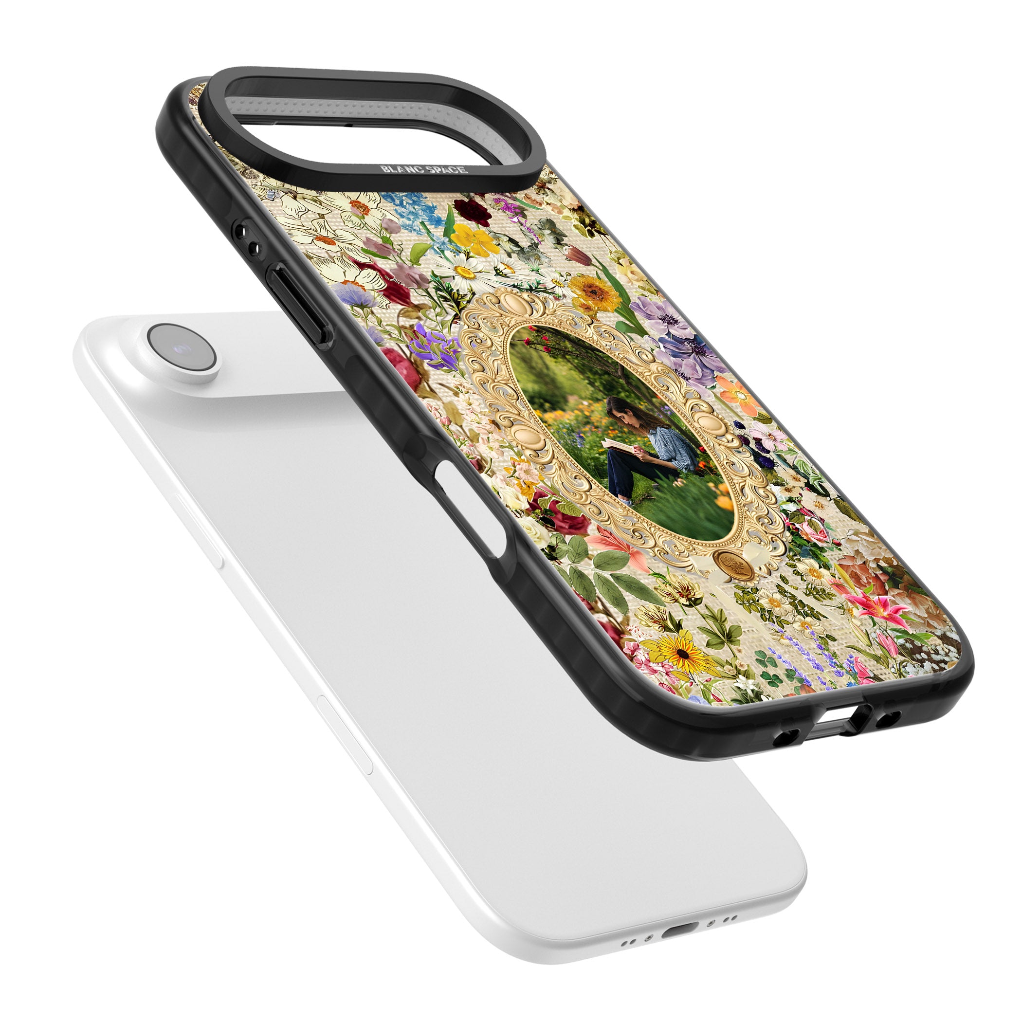 Personalised Vintage Wildflower Frame iPhone 17 Air Impact Pro Black Phone Case Colours