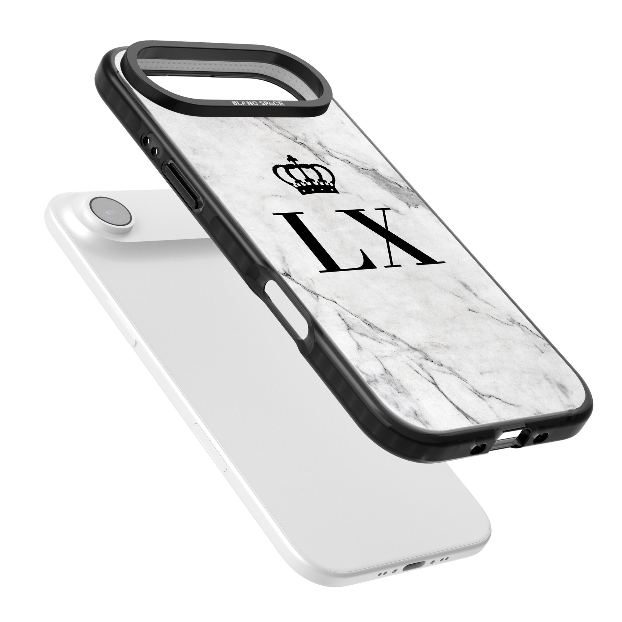 Personalised Initial Crown Marble iPhone 17 Air Impact Pro Black Phone Case Colours