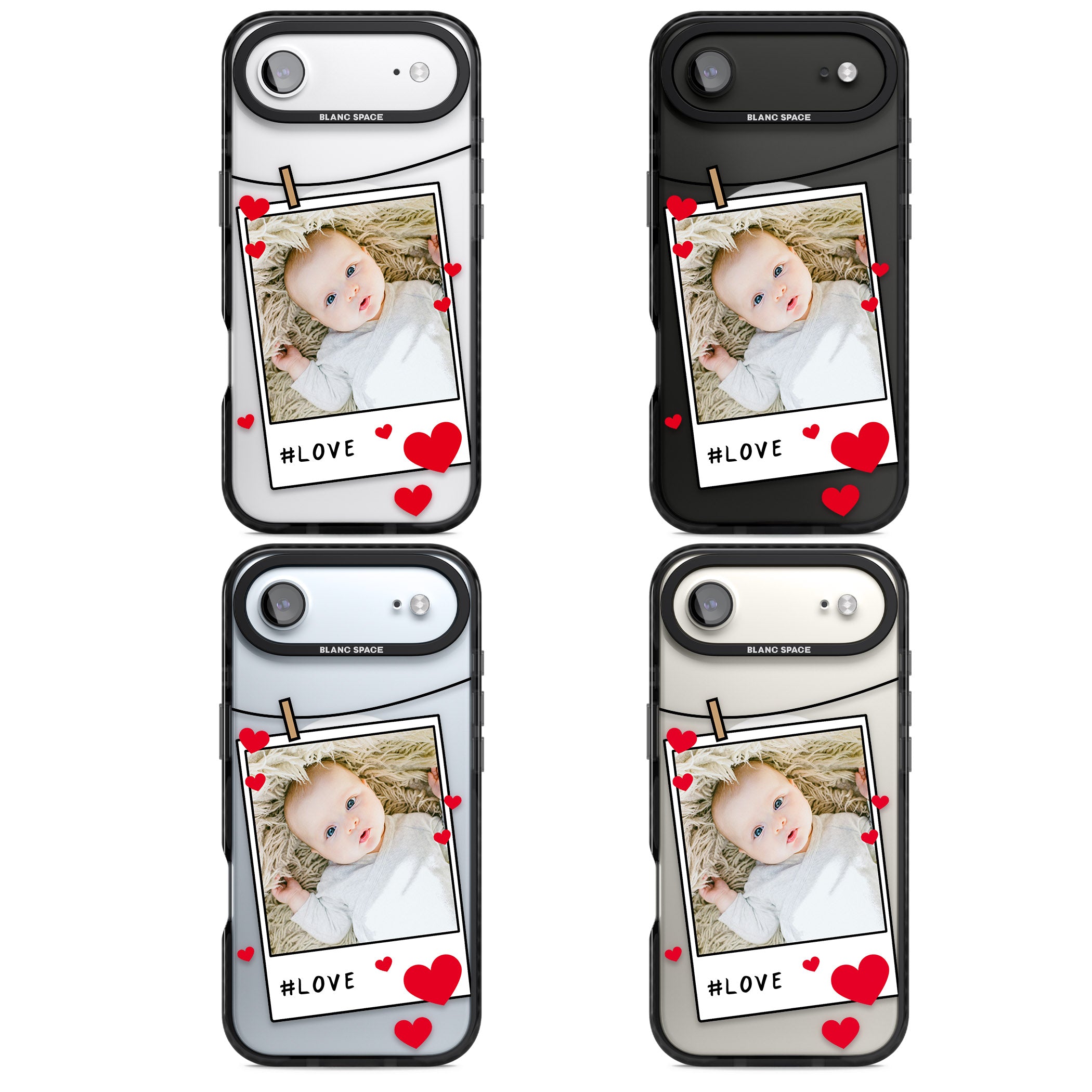 Personalised Paperclip & Hearts Instant Camera Photo iPhone 17 Air Impact Pro Black Phone Case APT Impact Protection