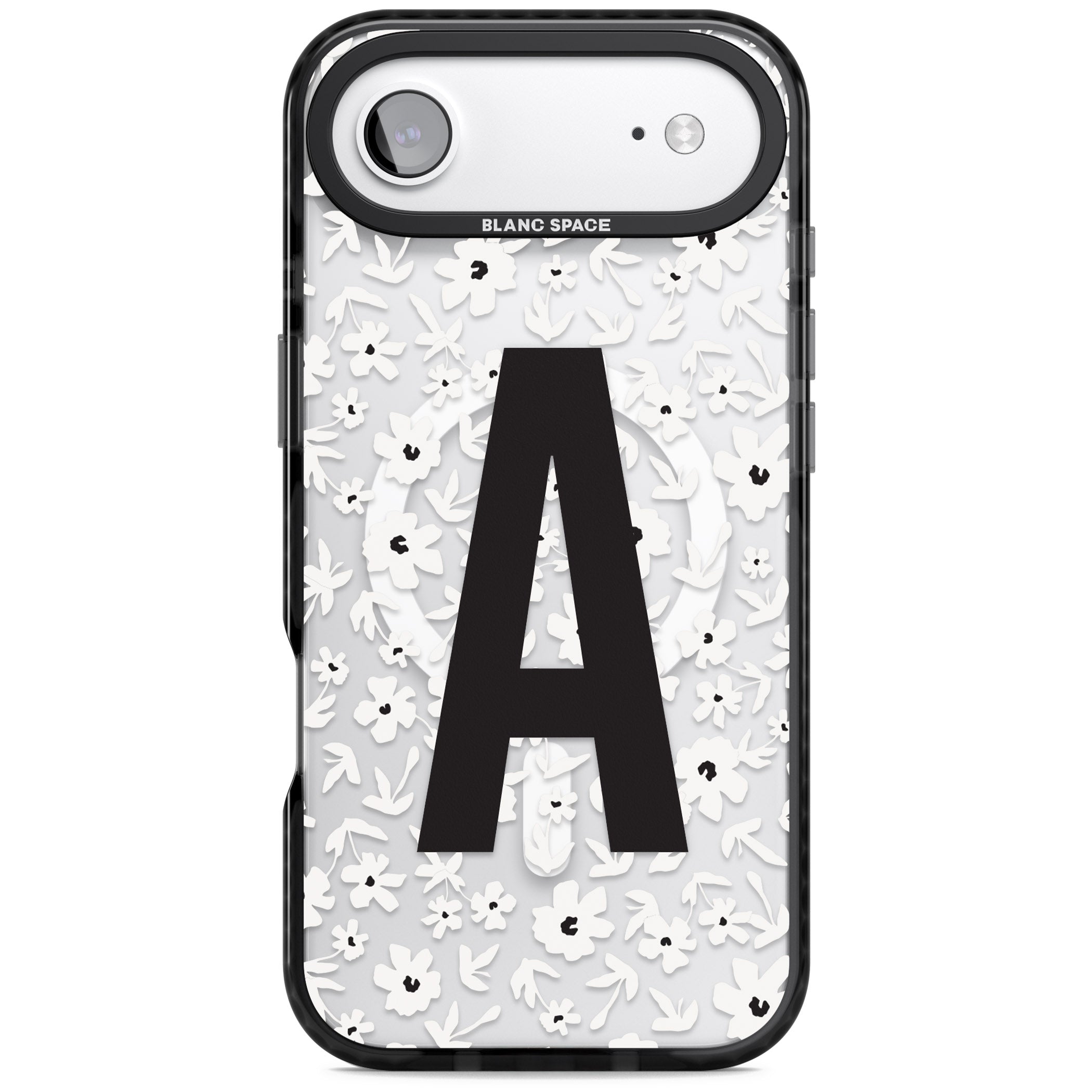 Personalised Bold Initial Floral iPhone 17 Air Impact Pro Black Phone Case
