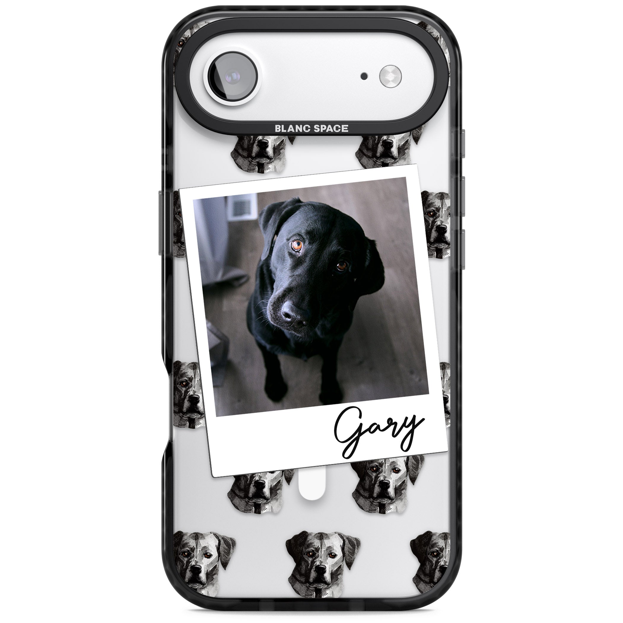 Personalised Black Labrador Instant Camera Photo iPhone 17 Air Impact Pro Black Phone Case