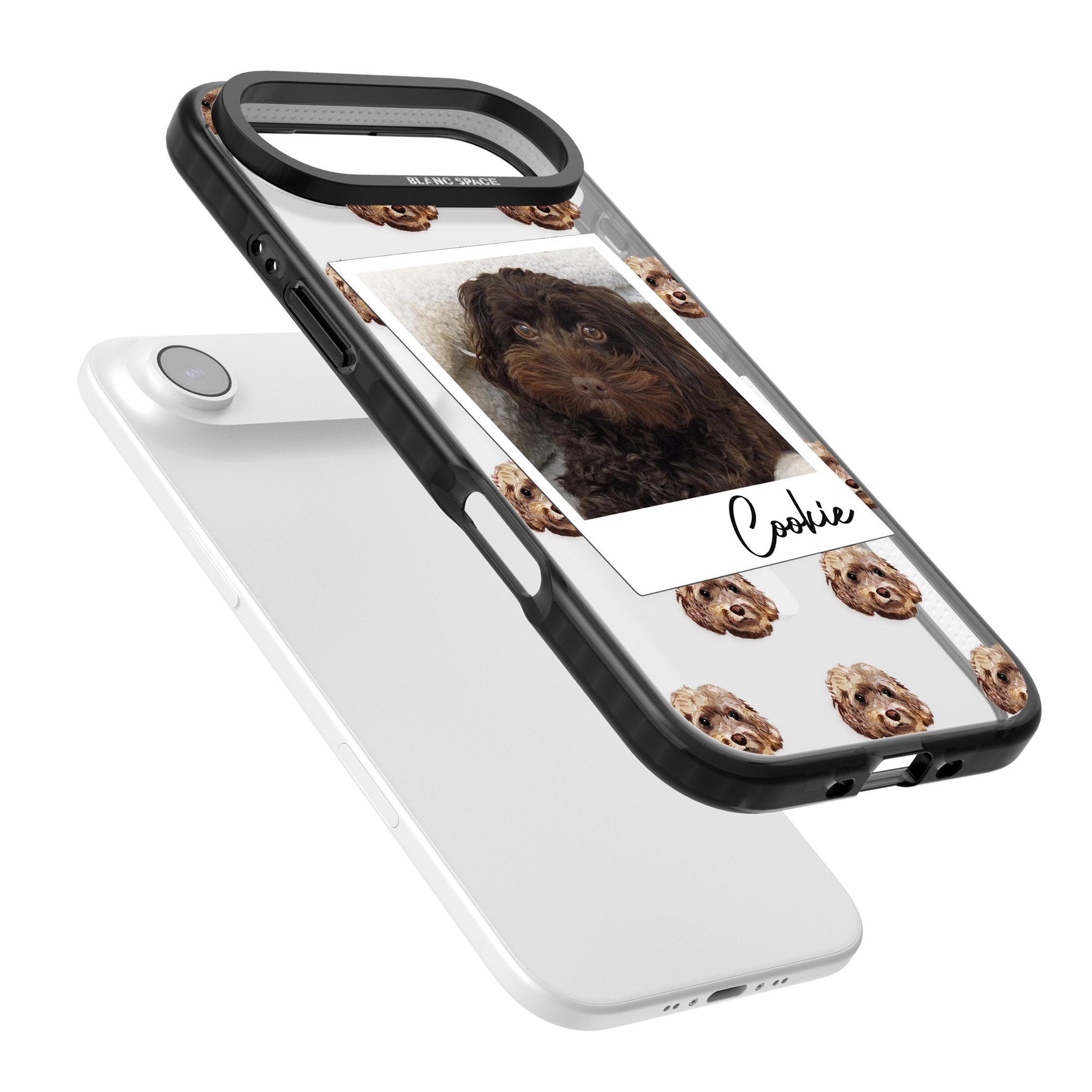 Personalised Brown Cockapoo Instant Camera Photo iPhone 17 Air Impact Pro Black Phone Case Colours